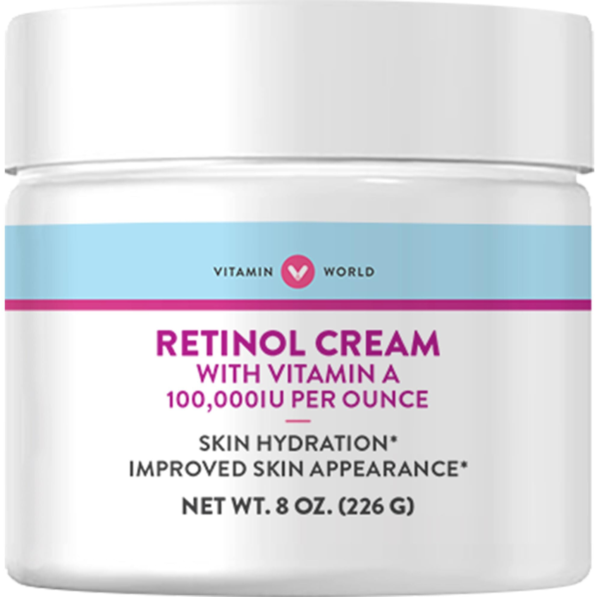 Vitamin World Retinol Cream 100,000 Iu 8 Oz., Vitamin A, Face Cream