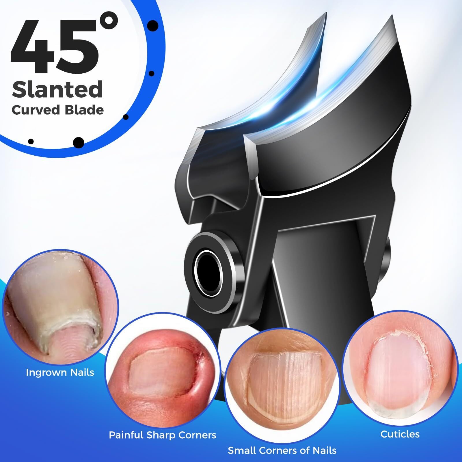 Toenail Clippers For Thick Toenails For Seniors, 2024 New Heavy Duty Toe Nail Clippers For Men Thick Ingrown Nails With Wide Jaw Opening, Upgrade Slanted Curved Large Fingernail Clipper Cutter -Black