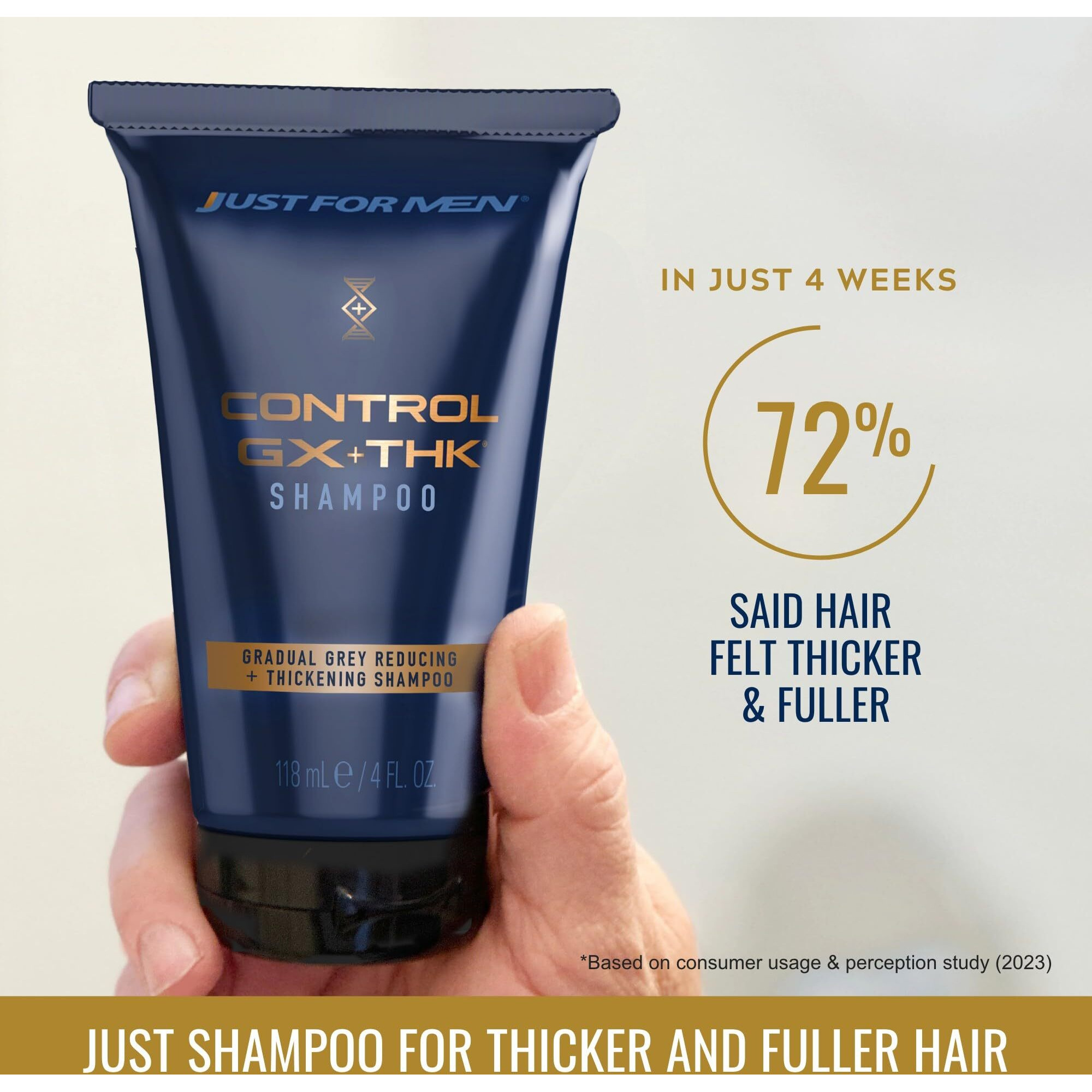 Just For Men Control Gx + Thk Thickening Shampoo With Grey Reduction, Shampoo For Thinning Hair With Alpha Keratin, Thickens Hair Up To 20%, Works With Every Hair Texture, 4 Oz