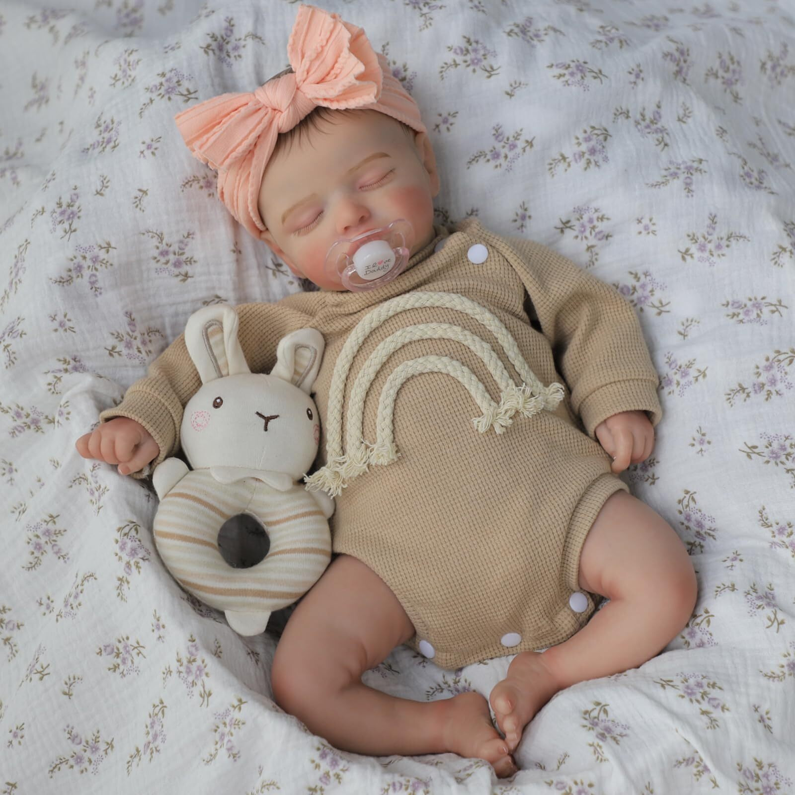 Lifelike Reborn Baby Dolls-20 Inch Sleeping Realistic Newborn Baby Dolls, Soft Cloth Body With Feeding Toy For Kids Age 3 +
