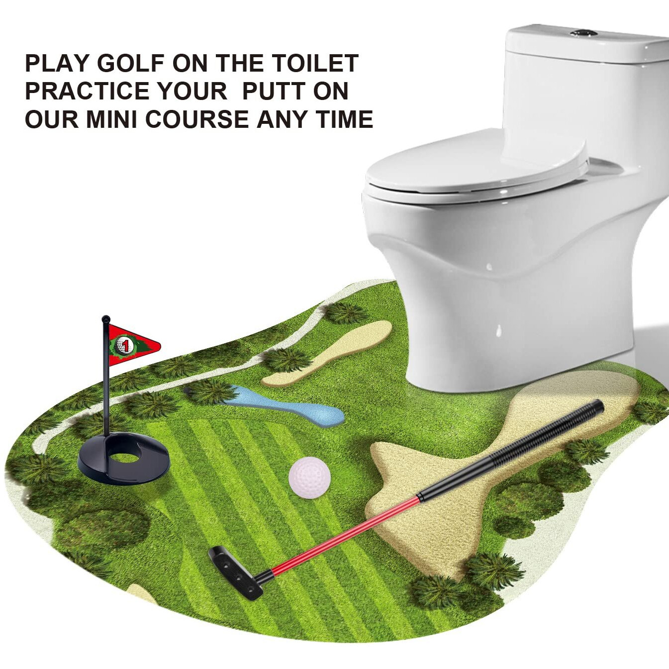 Goodlysports Toilet Golf Game-Practice Mini Golf In Any Restroom/Bathroom - Great Toilet Time - Dad Gifts, Funny Gifts For Dad, Funny White Elephant Gifts, Gag Gifts For Husband, Boyfriend, Men.