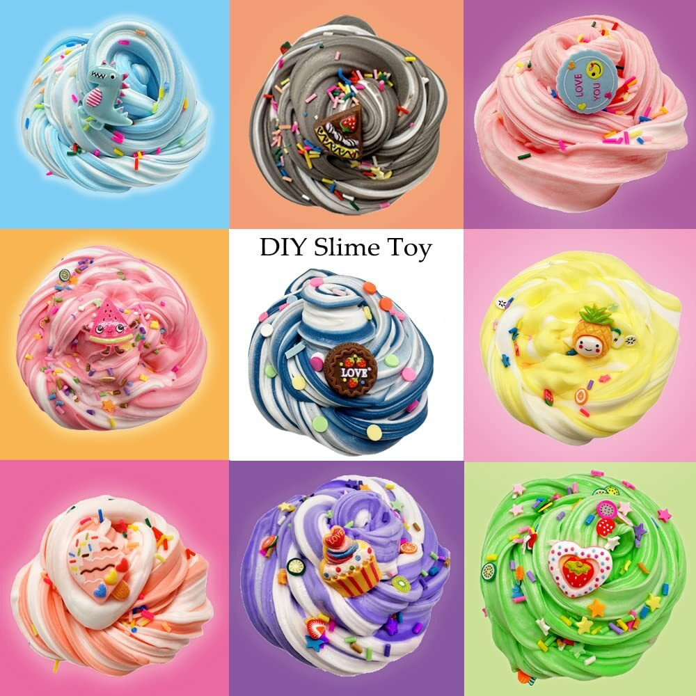 Inksbui Butter Slime Kit 34 Packed Two-Toned Colorful Slime, Stress Relief Toys, Party Favors For Kids Girl Boys Kids 6 7 8 9 10 11 12