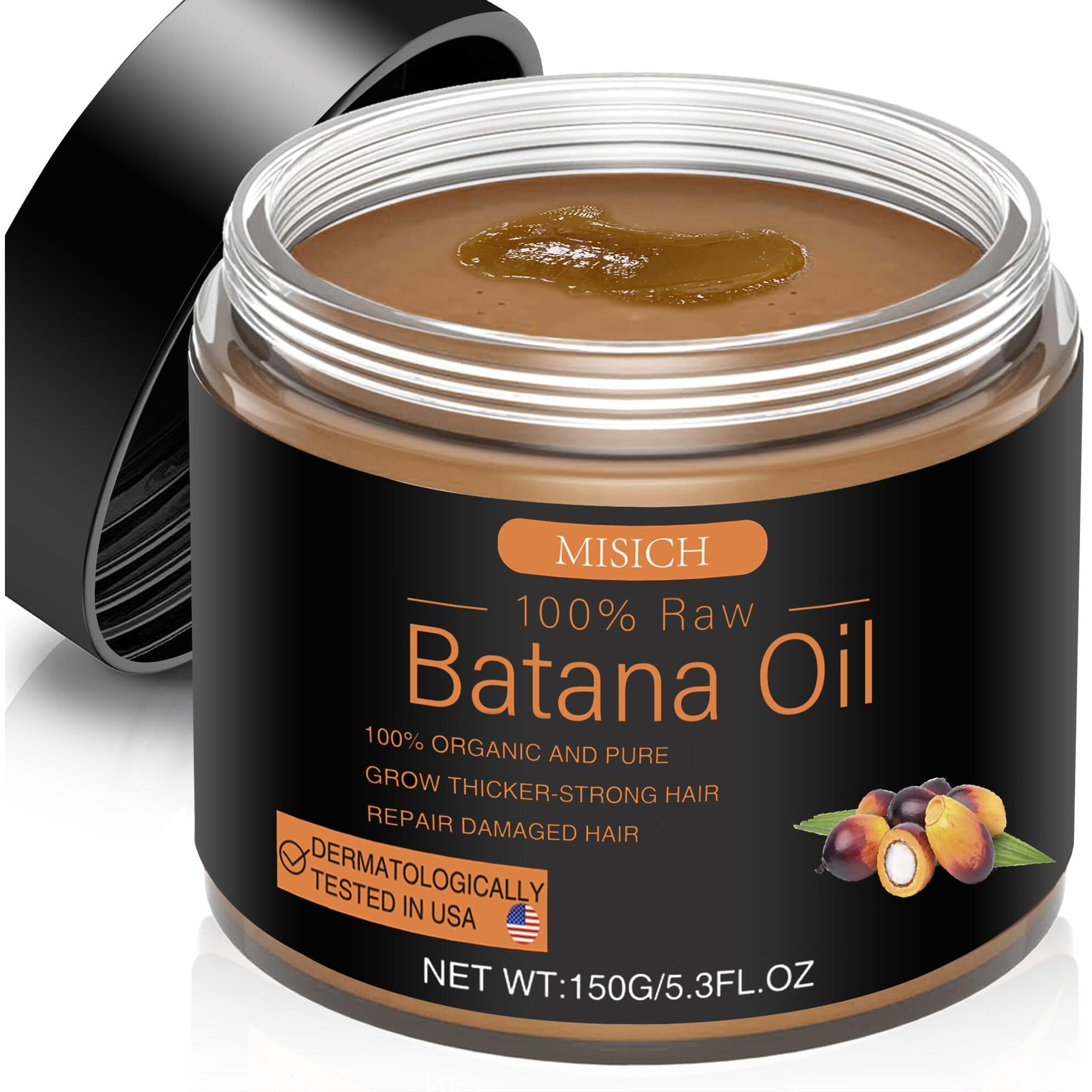Raw Batana Oil For Hair Growth, 100% Natural Pure Dr. Sebi Batana Oil From Honduras, Unrefined Organic Batana Oil Hair Growth Oil For Prevent Hair Loss, Enhances Hair Thickness For Men & Women 5.3 Oz