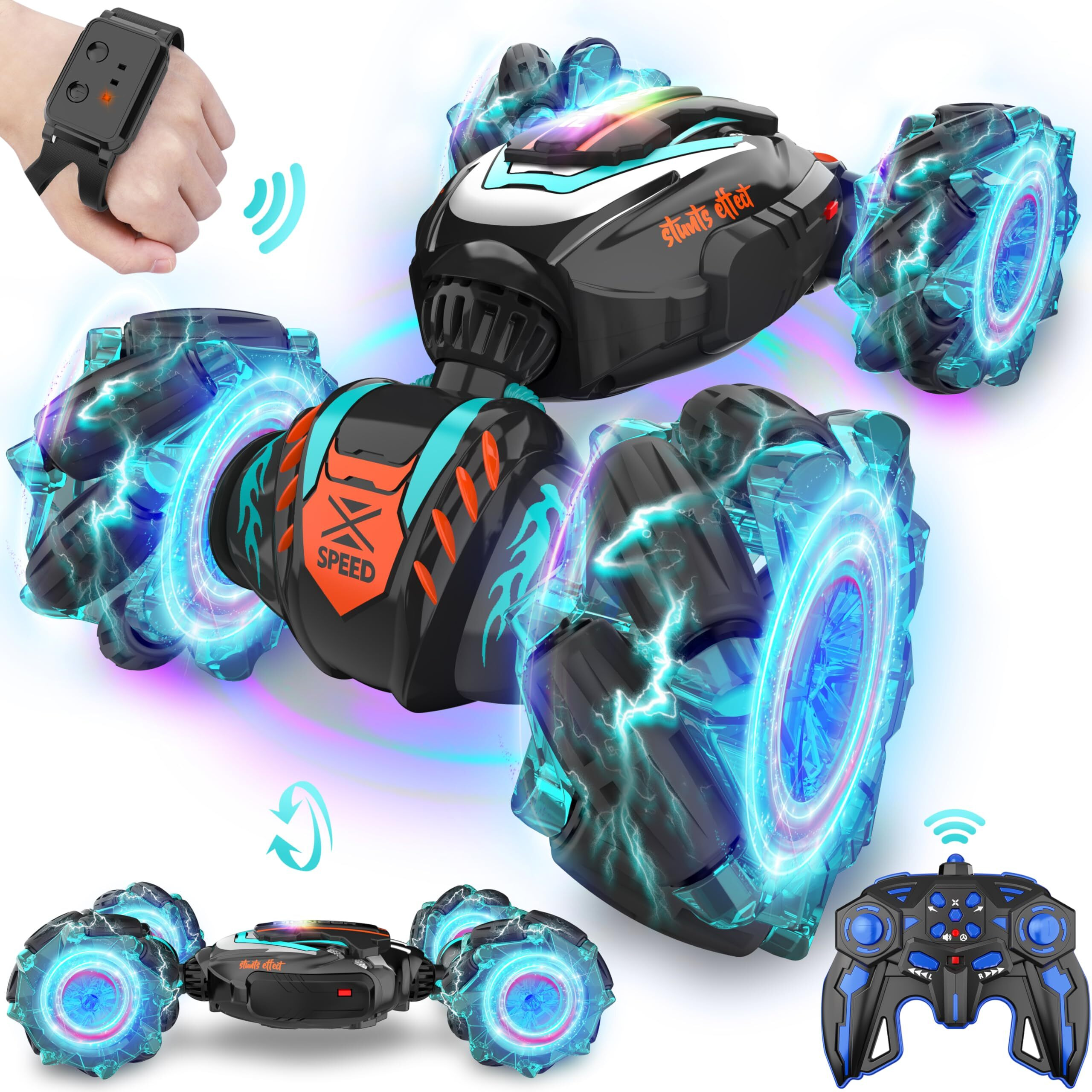 Remote Control Car, Gesture Sensing Rc Stunt Car, 4 Wd Transform Off Road For Rotating, 2.4Ghz Hand Controlled Remote Control Twister Cars, Rc Cars For Kids Boys Girls Toy Gift Age 6 7 8 9 10 11 12 Yr