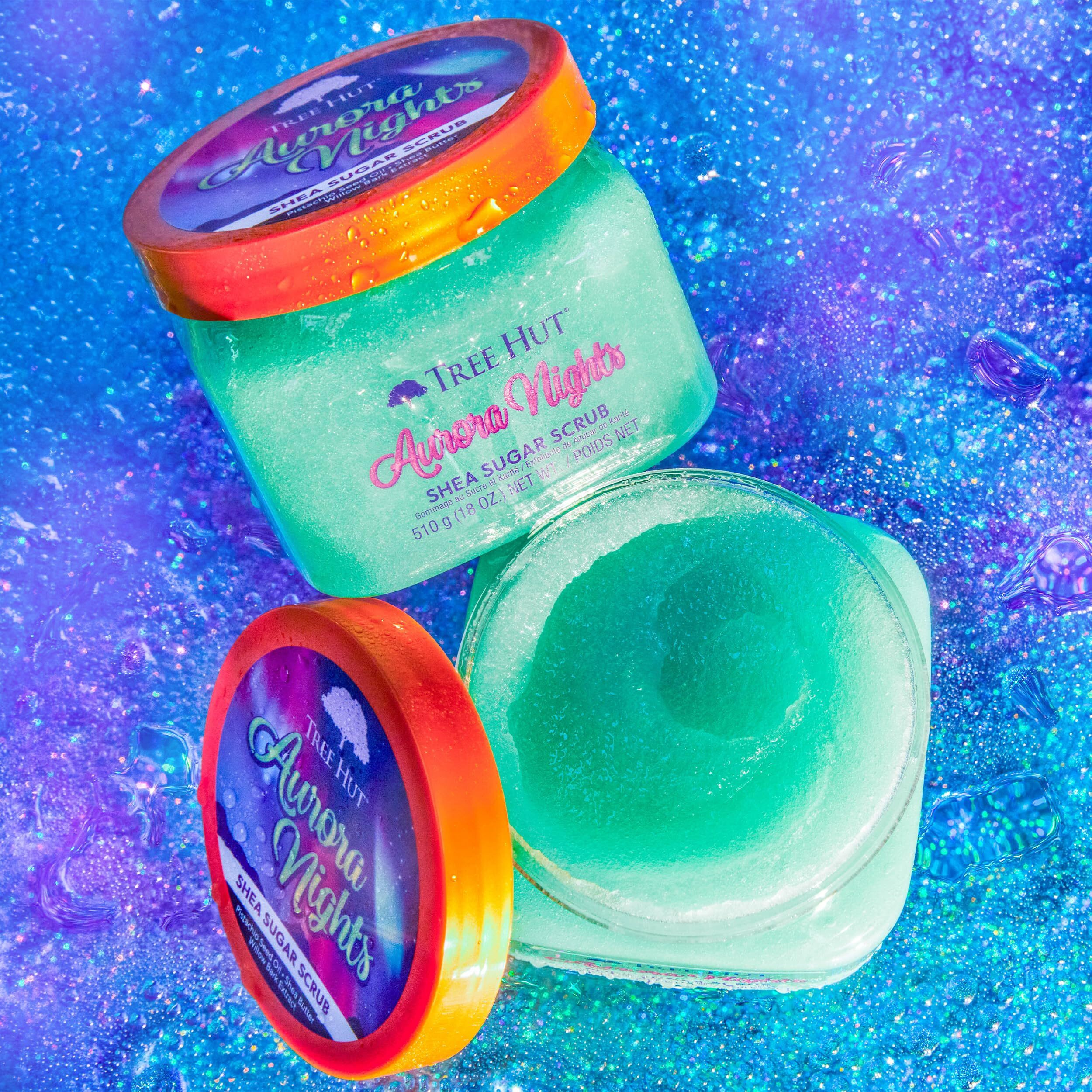 Tree Hut Aurora Nights Shea Sugar Scrub | Exfoliating Body Scrub Removes Dead, Dry Skin For A Soft & Hydrated Feel | Nourishing Essential Body Care | 18 Fl Oz.