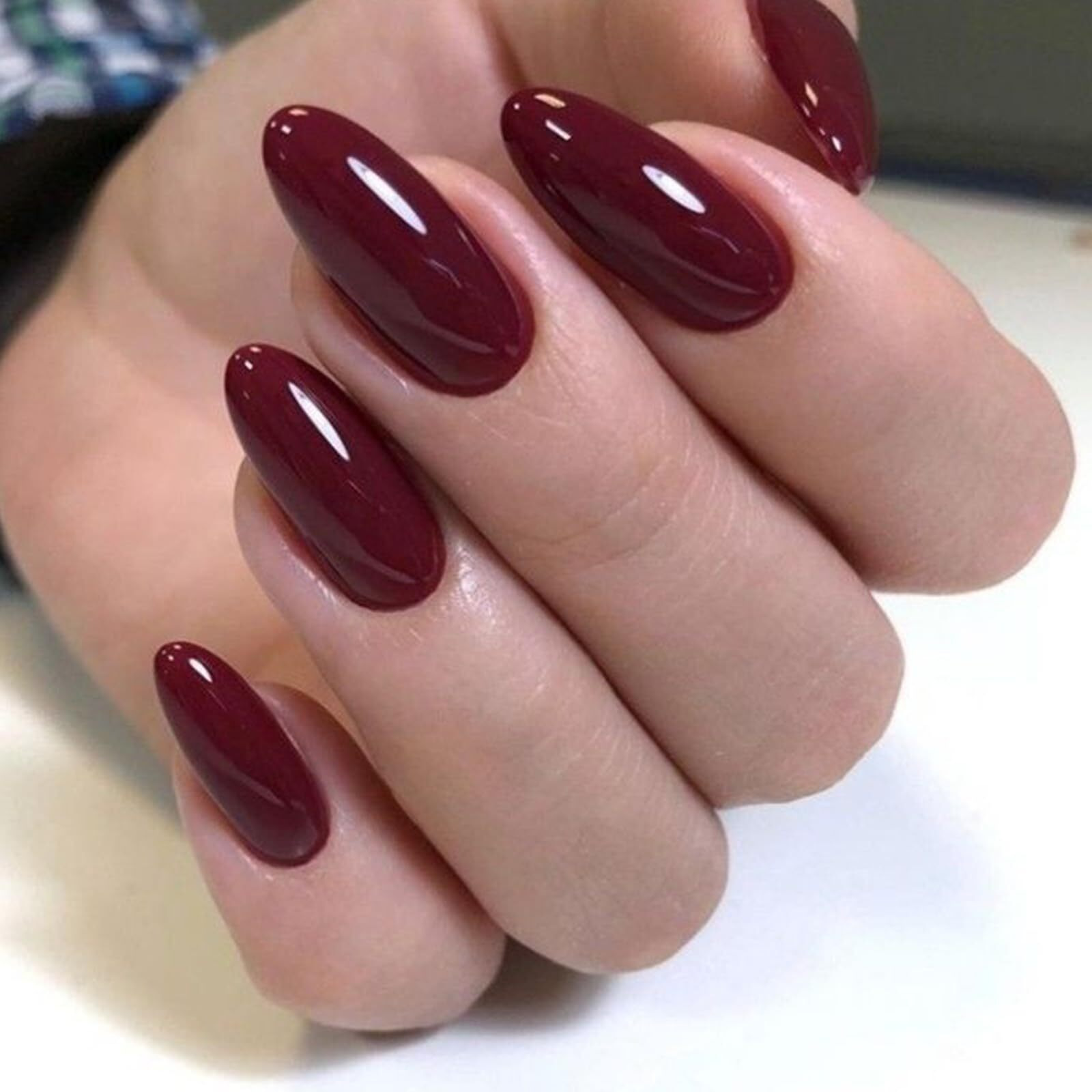 Modelones Press On Nails Almond, Wine Red Short Almond Fake Nails, Reusable Nail Kit With Nail Glue Adhesive Tabs Mini Nail File, Nails Press Ons 32Pcs16 Sizes, Women Girl Gift