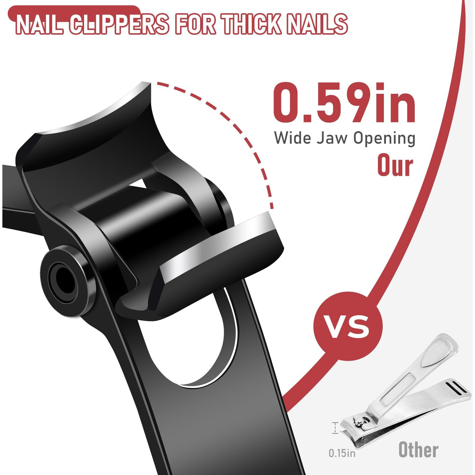 Nail Clippers For Men, Toenail Clippers For Seniors Thick Nails, Heavy Duty Large Fingernail Clipper With 15Mm Wide Jaw Opening, Professional Podiatrist Toe Nail Clippers For Ingrown Toenails