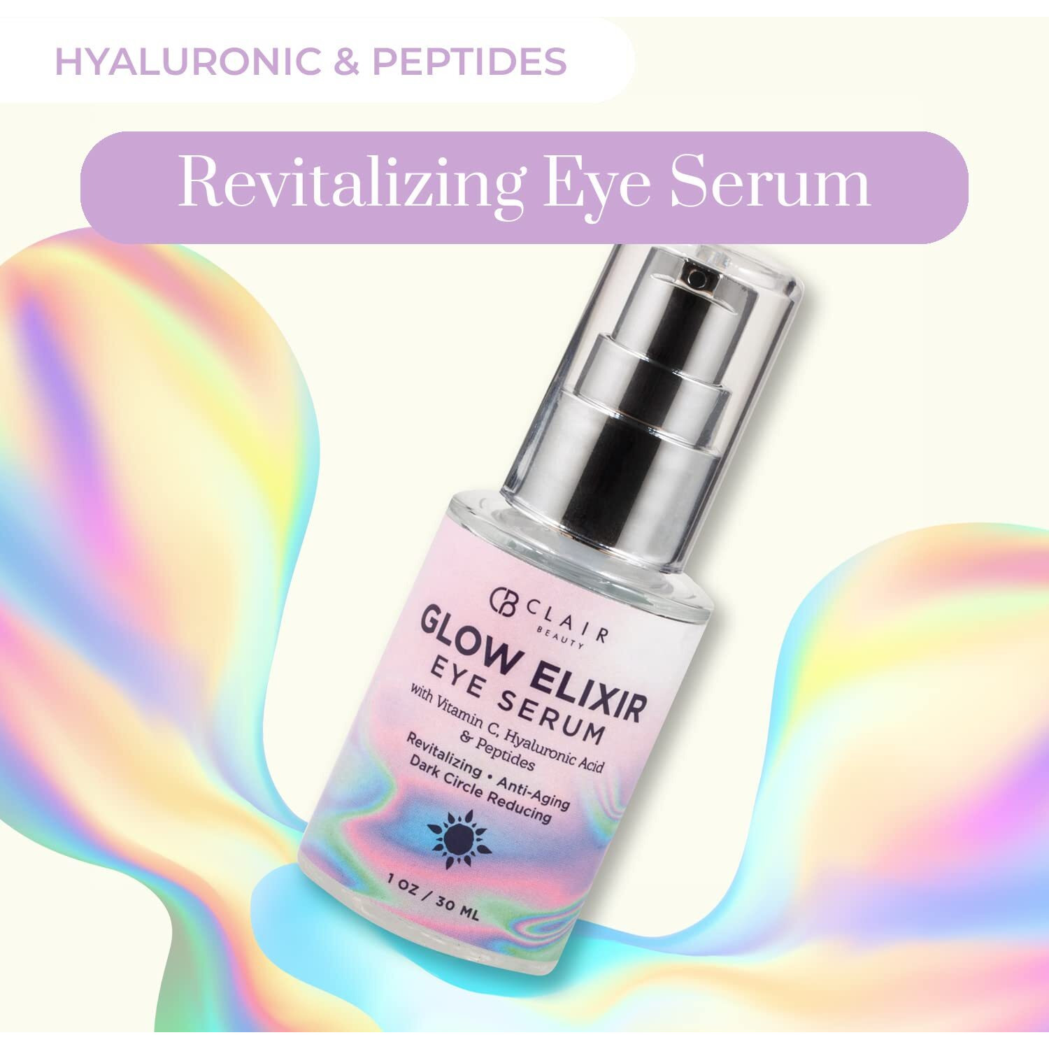Clear Beauty Vitamin C & Hyaluronic Acid Under Eye Serum - Reduce Eye Bags, Puffiness, Dark Circles & Wrinkles, Lifting Eye Serum - Cruelty Free Korean Skin Care For All Skin Types