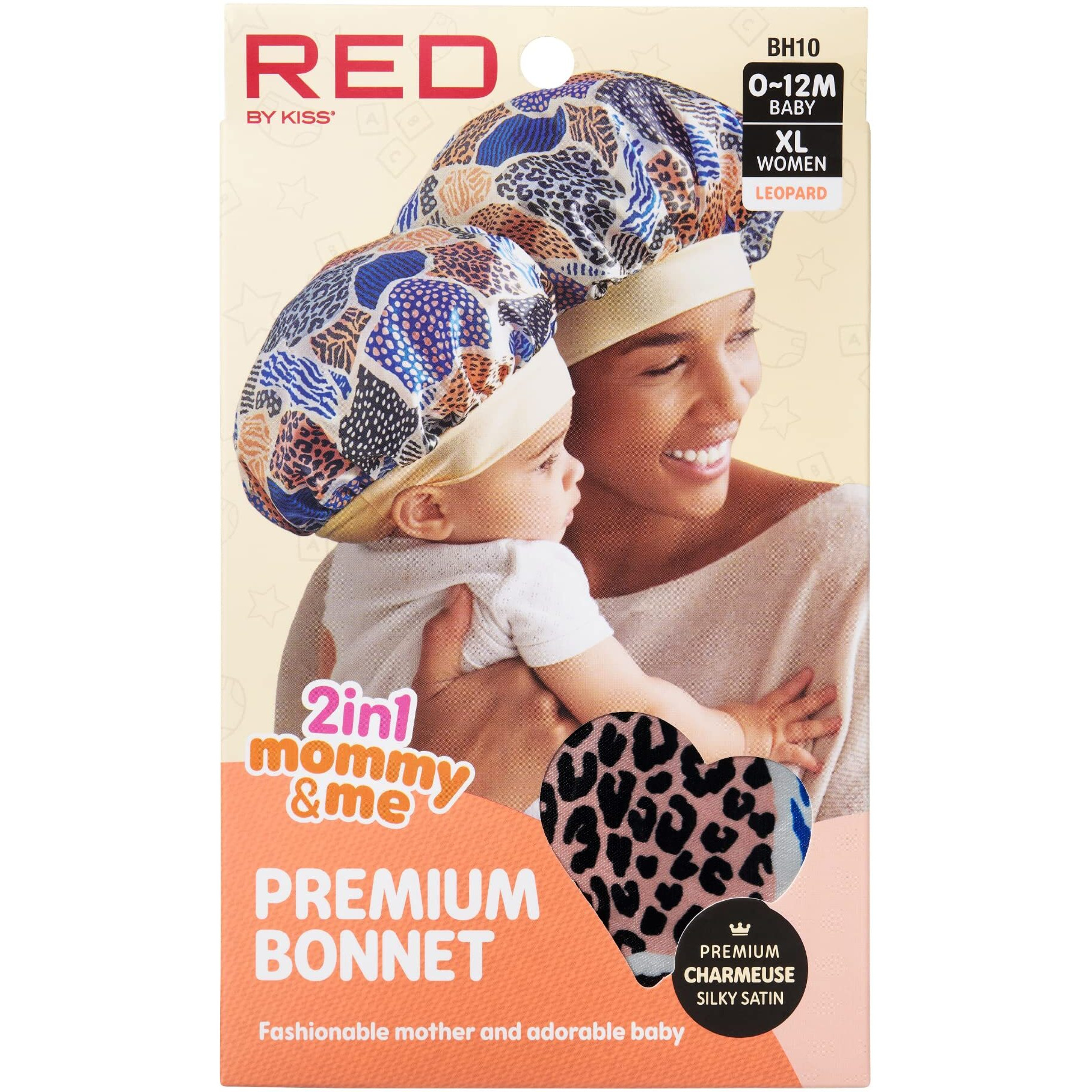 Red By Kiss 2-In-1 Mommy & Me Bonnet Sleeping Caps Hair Bonnet Hair Wrap (Leopard)
