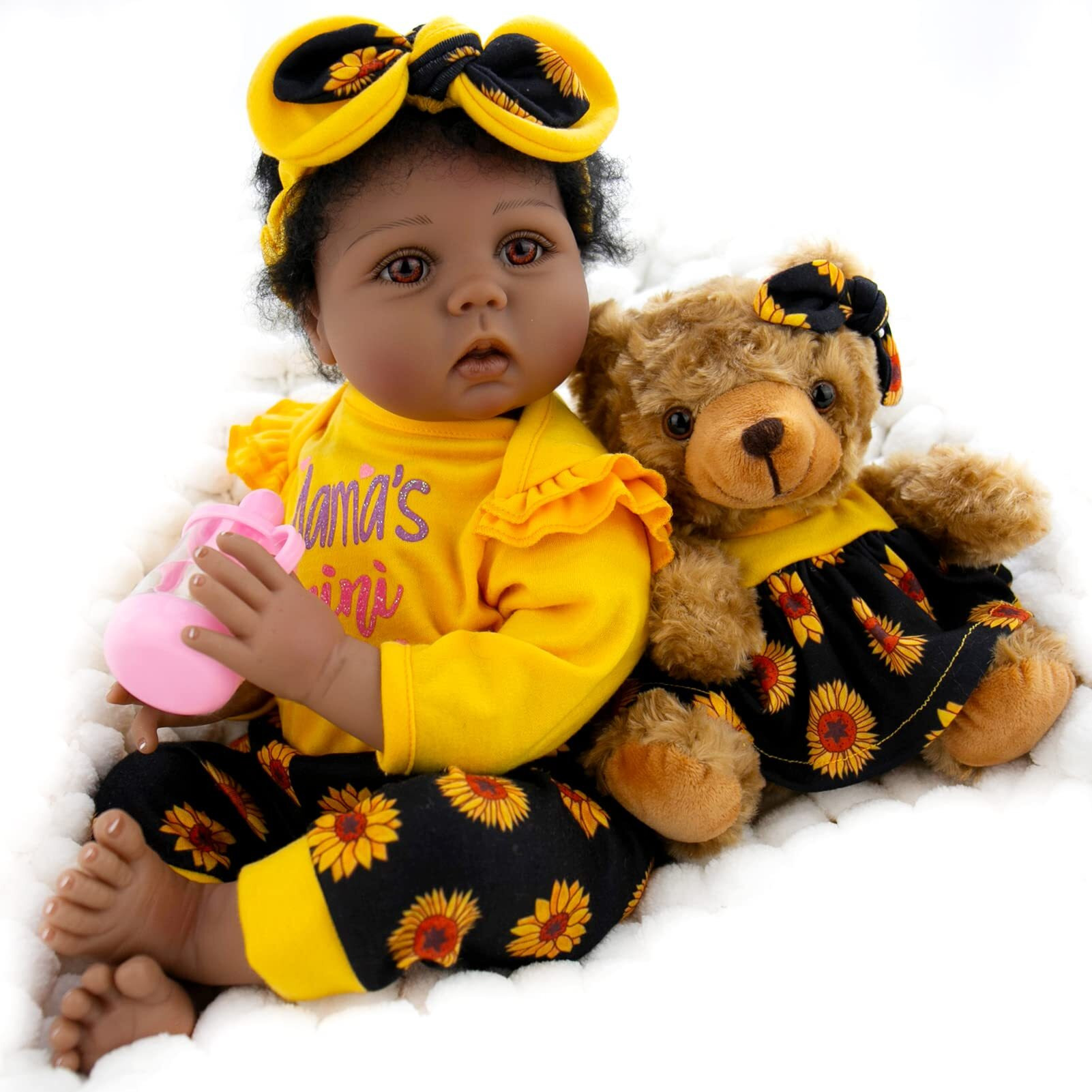 Aori Lifelike Black Reborn Baby Dolls Girl- 22 Inch Realisticgirl Doll Black American Newborn Weighted Dolls- Gift Set For Kids 3+