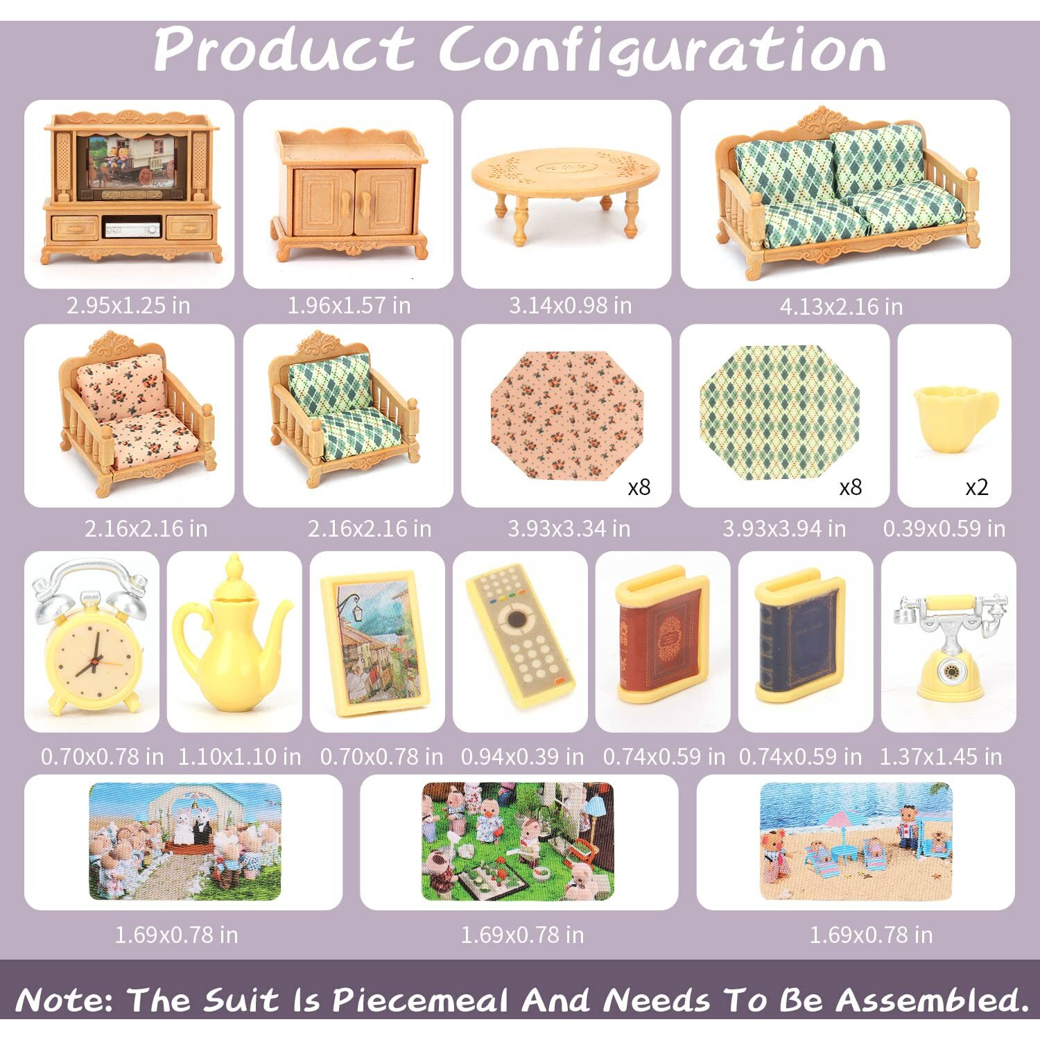 Dollhouse Furniture Set For Kids Toys Miniature Doll House Accessories Pretend Play Toys For Boys Girls & Toddlers Age 3+ With Living Room, Sofa, Tv...