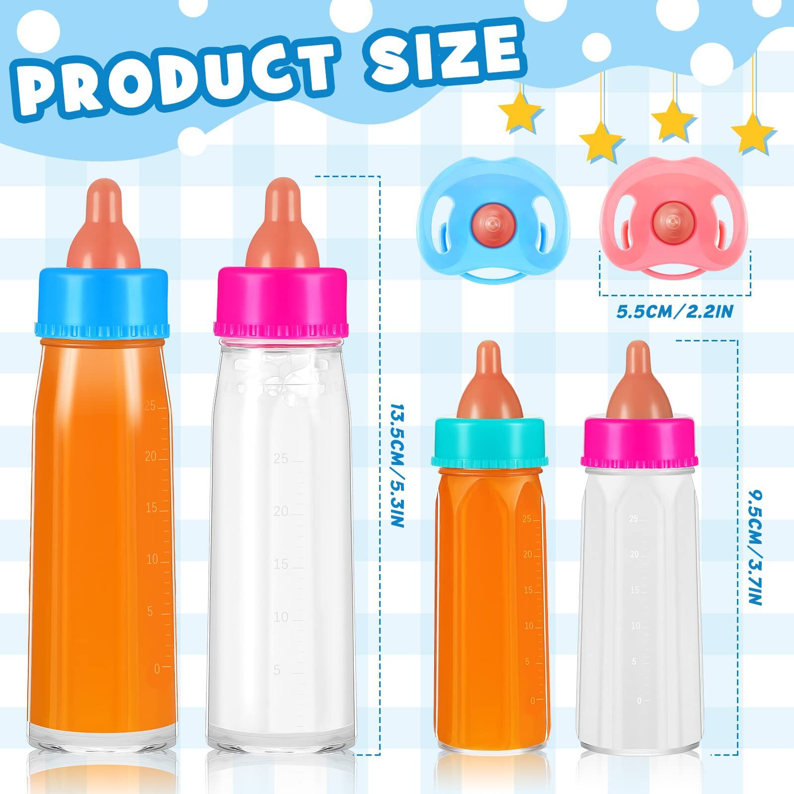 7 Pcs Baby Doll Bottles Accessories Disappearing Doll Feeding Set Milk And Juice Bottles With Toy Pacifier Baby Doll Gift Doll Bottle Toy For Kids Gift Doll Accessories