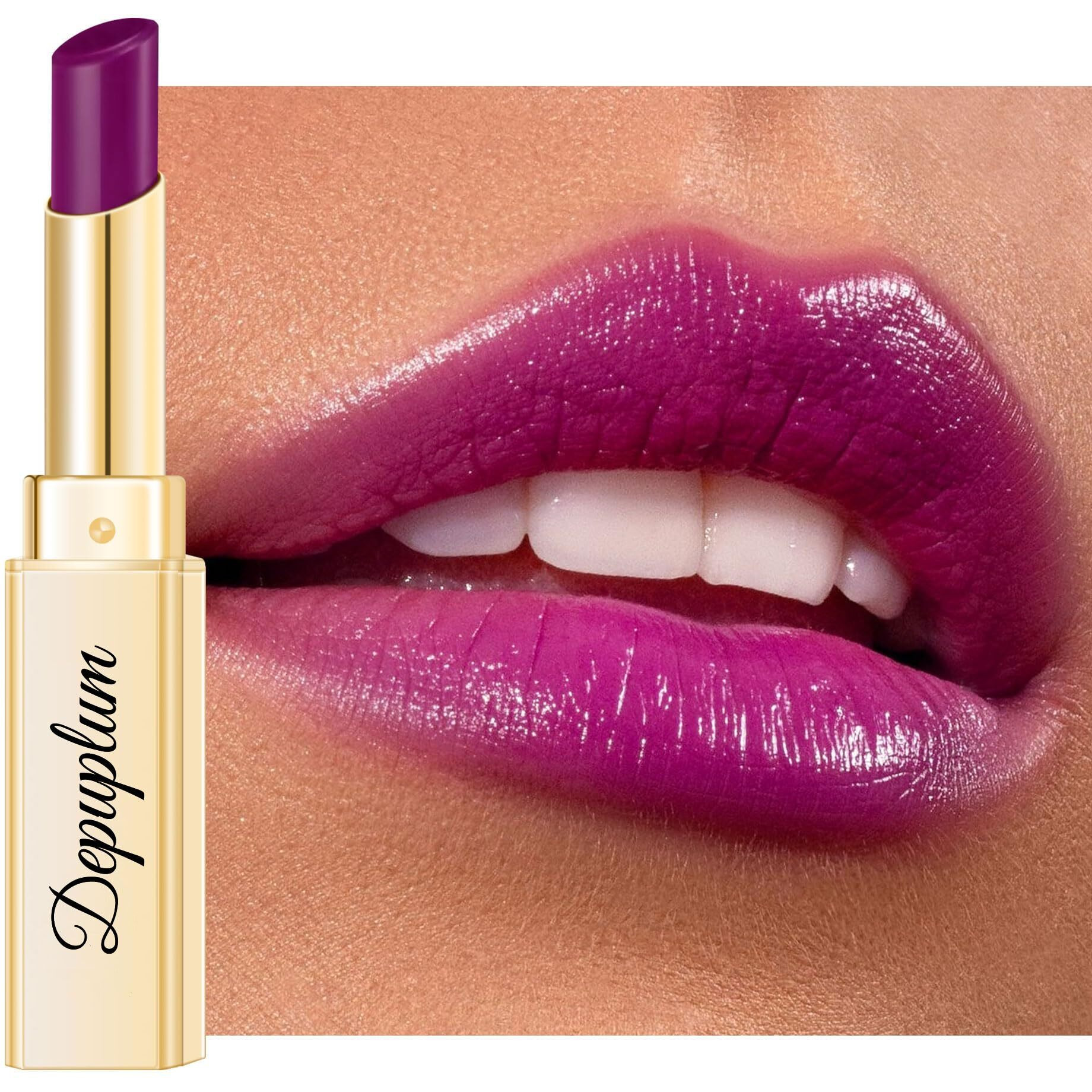 Depuplum Purple Lipstick For Women Hydrate Glossy Lipstick Moisture Lip Gloss Sheer-Medium Coverage Shine Tinted Lip Balm For Dry Lips, Dm90 Purple