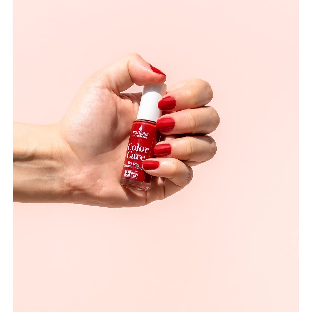 Poderm - Nail Polish - Enriched With Tea Tree - Improves Nail Appearance - Ingredients Natural/Vegan - Foot/Hand - Swiss Made (Red Allure)