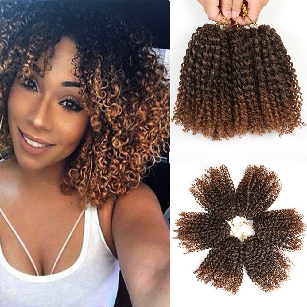 8 Inch Short Passion Twist Hair 6 Bundles Kinky Curly Crochet Hair For Black Women Curly Braiding Hair Crochet Braids Hair(6Bundles8 Inch, 1B/30)