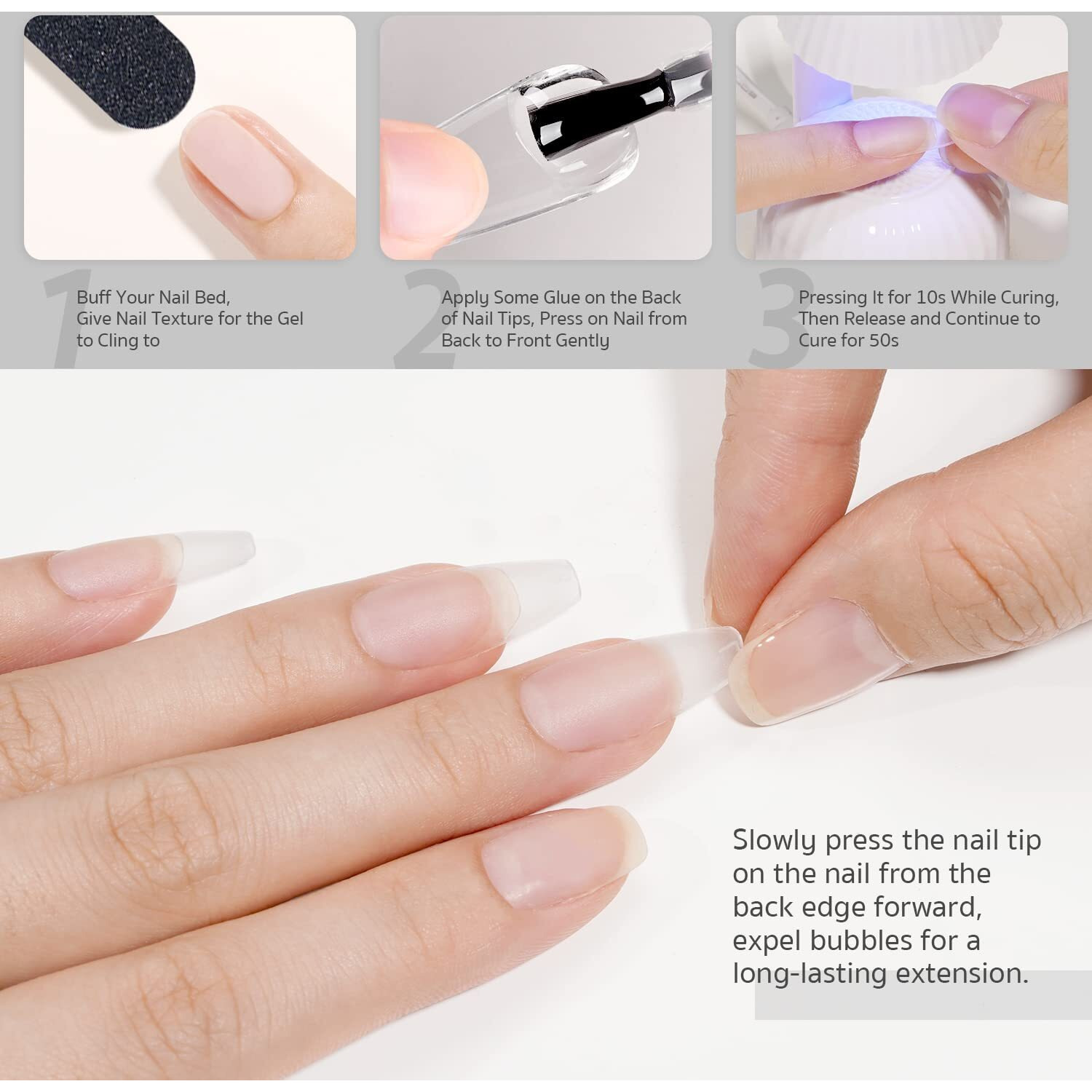 Gaoy 2Pcs 16Ml Gel Nail Glue, Glue Gel For Acrylic Nails Tips, 2 In 1 Nail Glue And Base Gel, Nail Lamp Needed