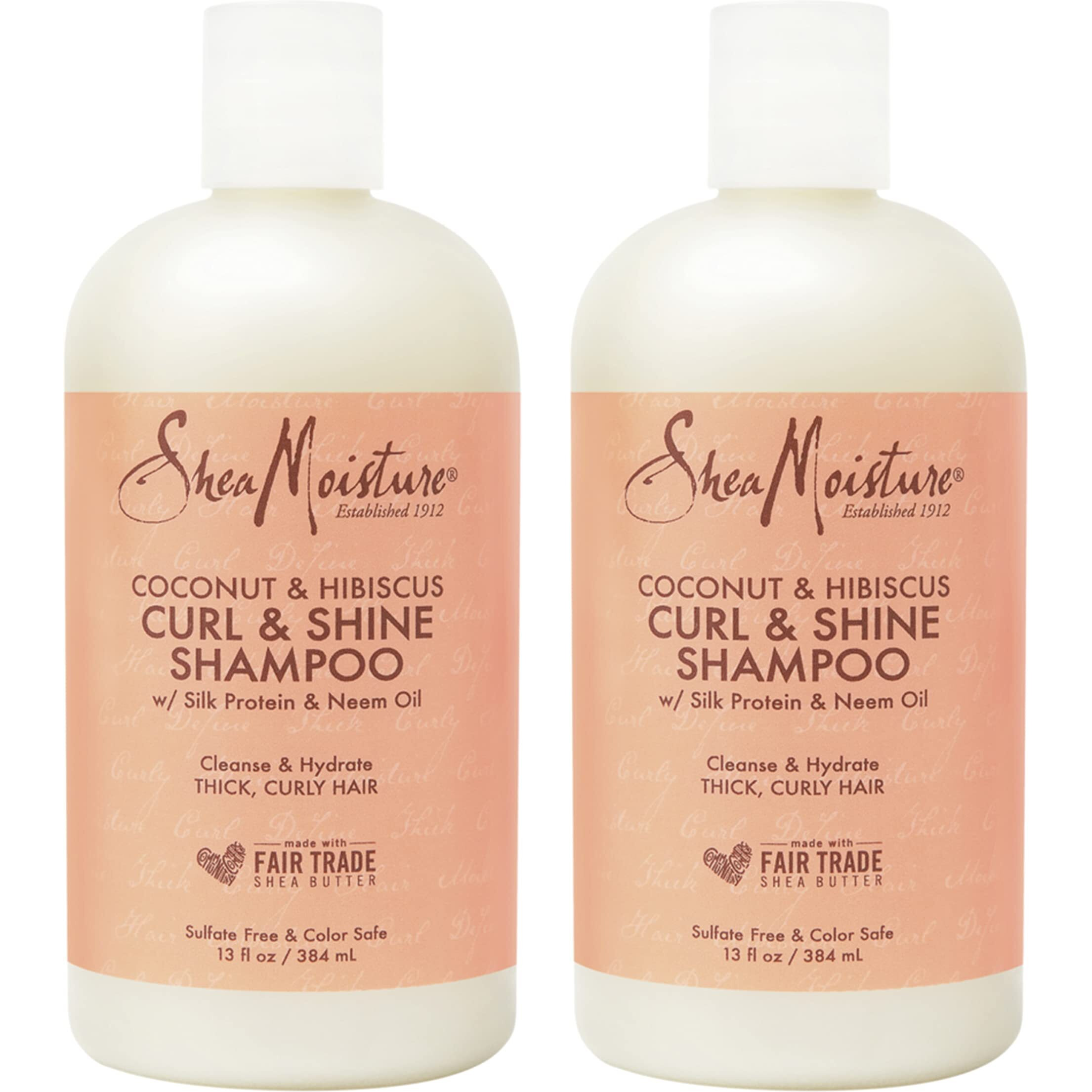 Sheamoisture Curl And Shine Coconut Shampoo For Curly Hair Coconut And Hibiscus Paraben Free Shampoo 13 Oz 2 Count