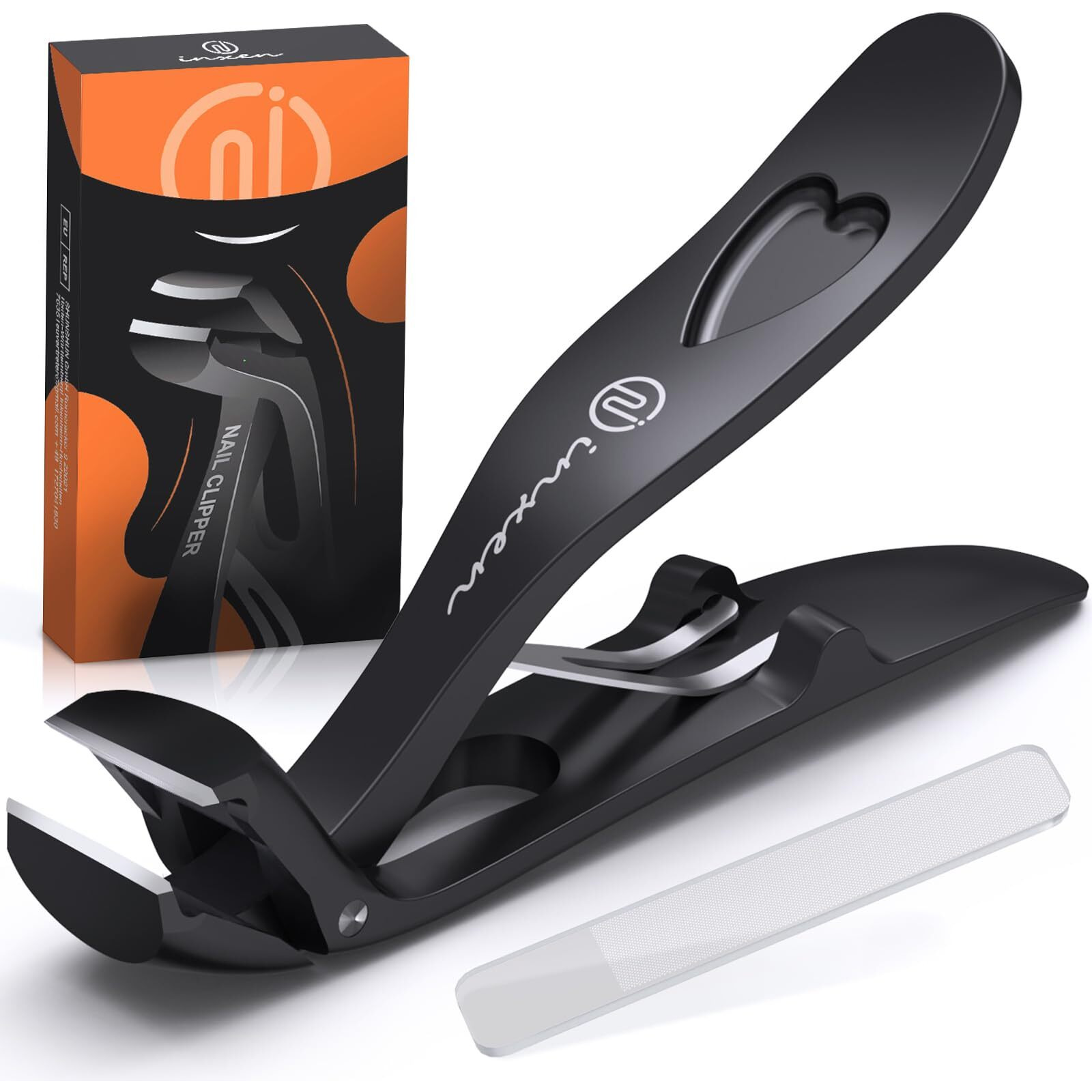 Toenail Clippers For Thick Nails - Angled Head, Wide Jaw, Inxen Ergonomic Long Handle Toe Nail Clippers For Seniors, Nail Cutter For Men & Women, Premium Steel With Nail Catcher