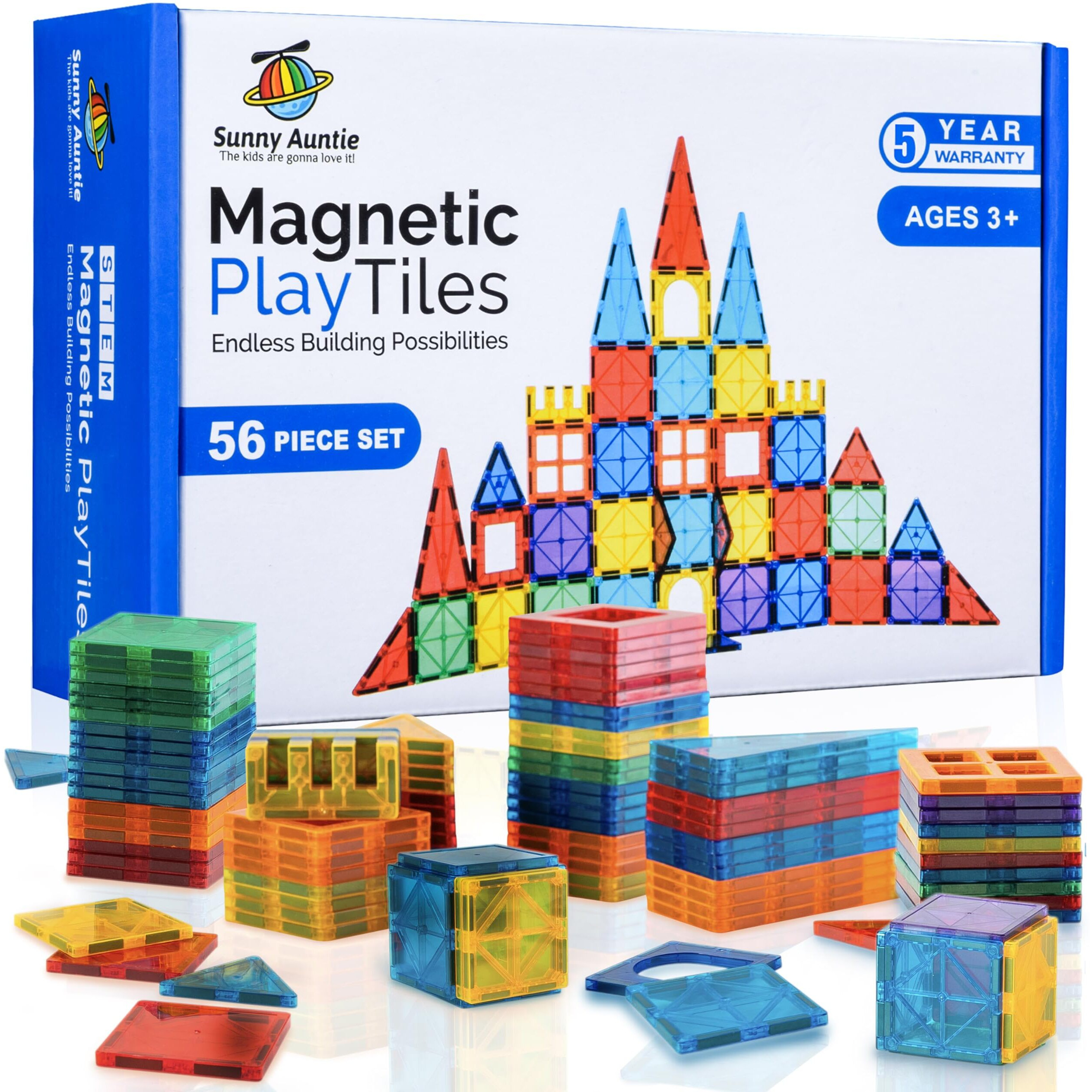 Magnetic Tiles, Magnetic Tiles For Kids & Toddlers Ages 3-8, Magnetic Toy For 3 4 5 6 7 8 Year Old Boys Girls Kids & Toddlers, Magnetic Blocks Building Set, Stem Toy, A Great Gift For Kids Aged 3-8