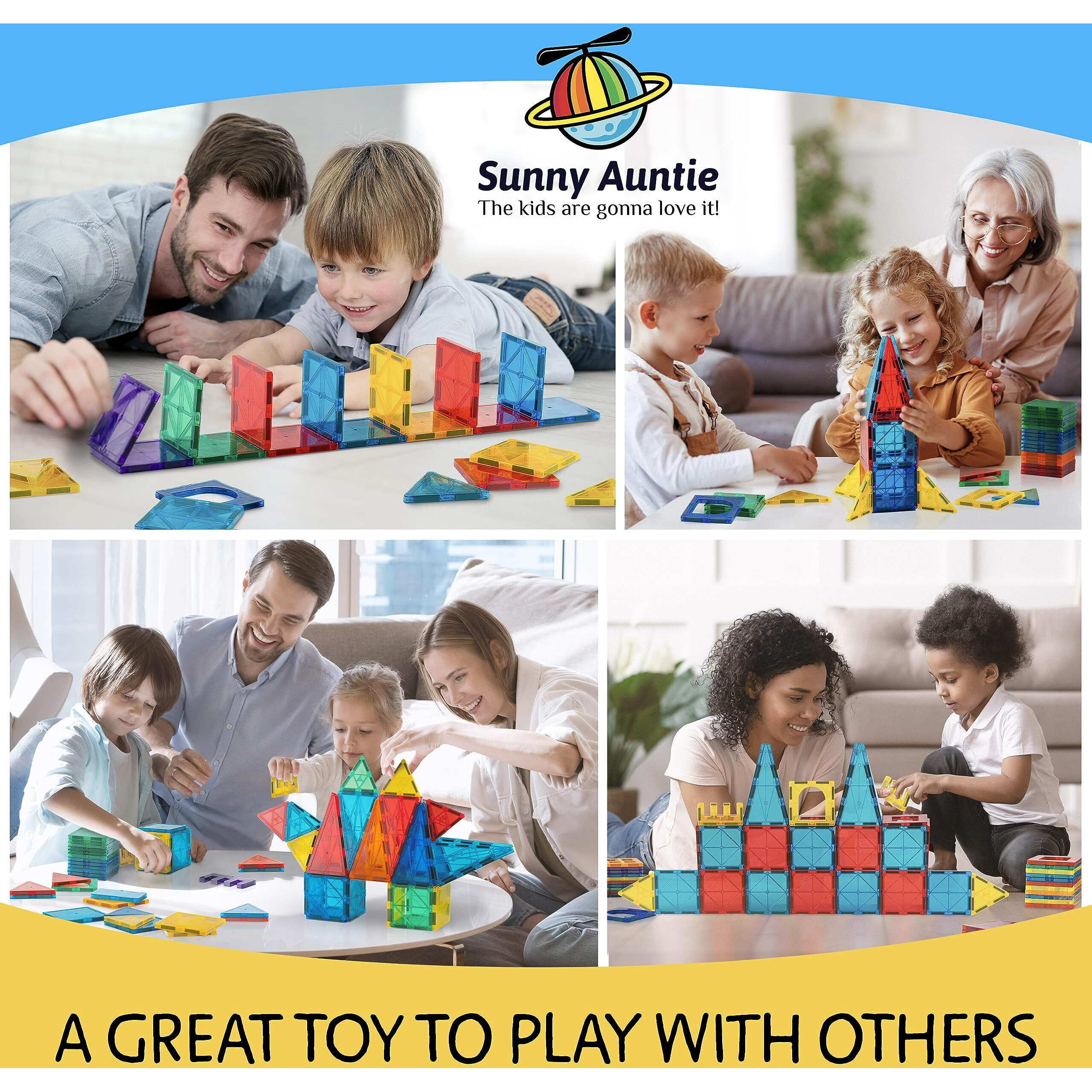 Magnetic Tiles, Magnetic Tiles For Kids & Toddlers Ages 3-8, Magnetic Toy For 3 4 5 6 7 8 Year Old Boys Girls Kids & Toddlers, Magnetic Blocks Building Set, Stem Toy, A Great Gift For Kids Aged 3-8