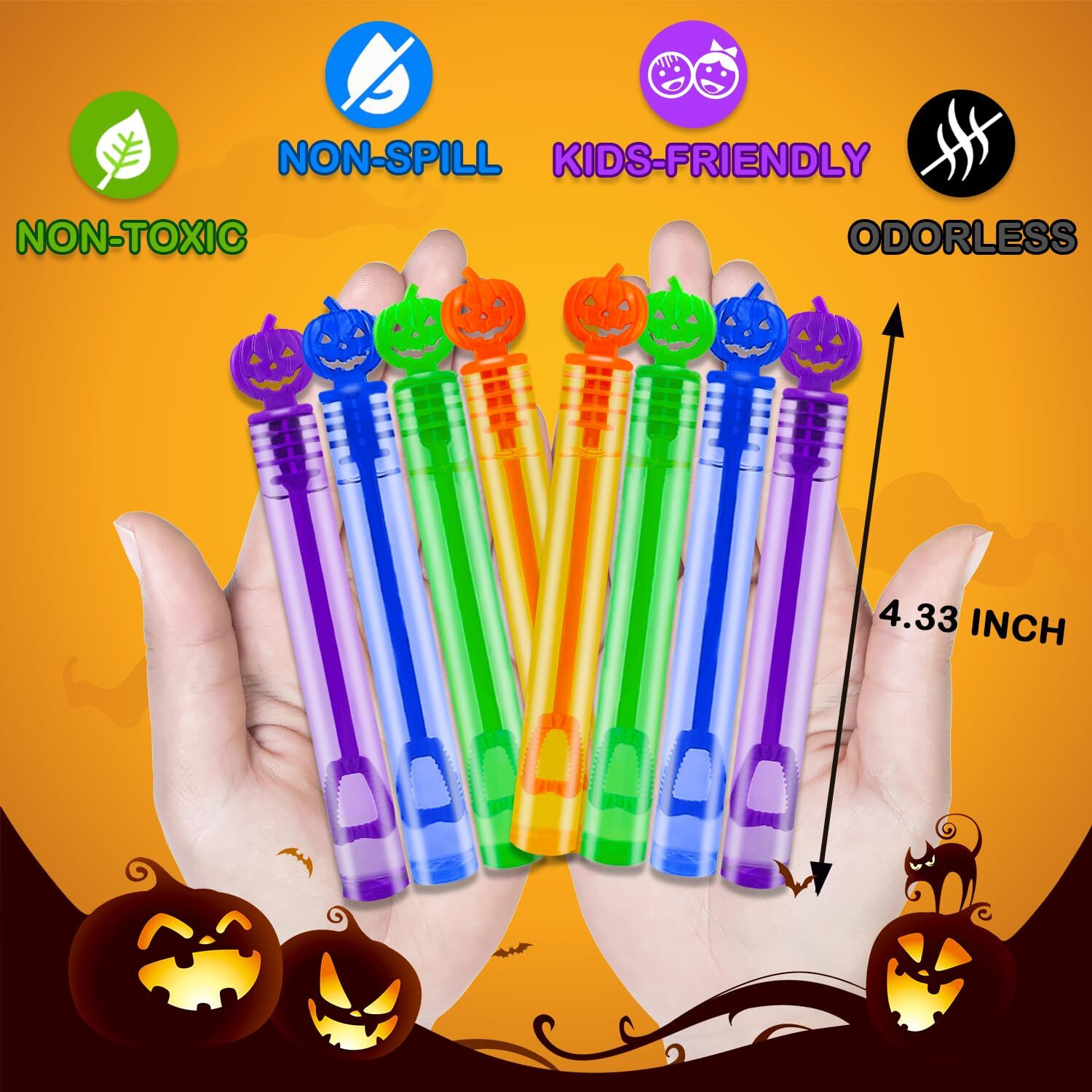 Kannove Halloween Mini Pumpkin Bubble Wands Toys Gifts For Kids 20 Pack,Small Halloween Basket Goodie Bag Stuffer Fillers Party Favors Prizes For Toddlers,Halloween Trick Or Treat Toys For Boys Girls