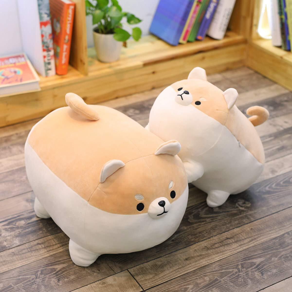 Ehotong Shiba Inu Dog Plush Pillow, Corgi Stuffed Animal Plush Toy Hug Pillow Gifts For Girl Boy (Brown, 15.7In)