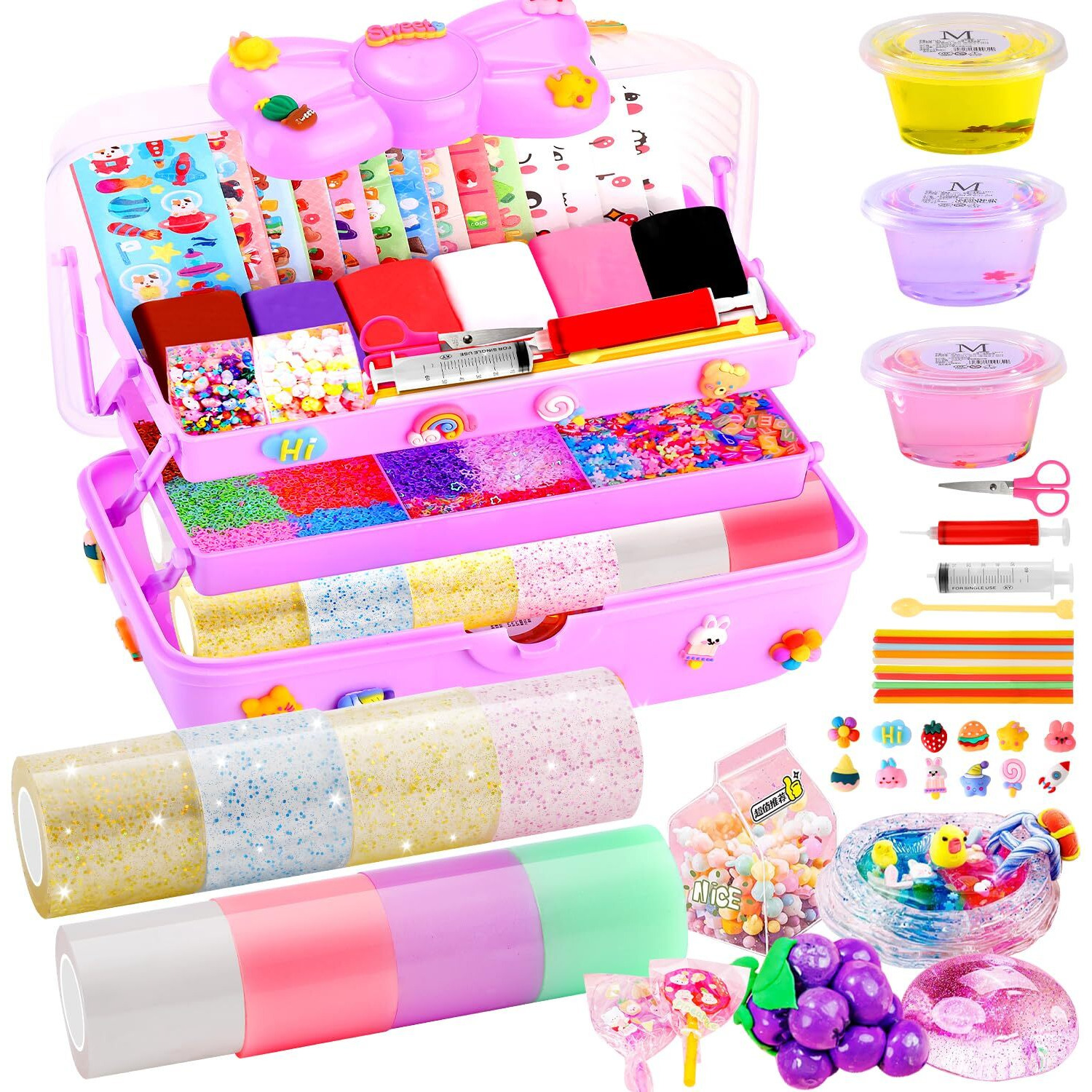 Lokuc Nano Tape Bubble Kit For Kids, 8 Rolls Nano Tape Squishy Maker Kit With Box, Nano Bubble Tape Kit With Syringe Instruction, Girl Boy Christmas Birthday Gifts Suitable For 3, 4, 5, 6, 7 Years Old