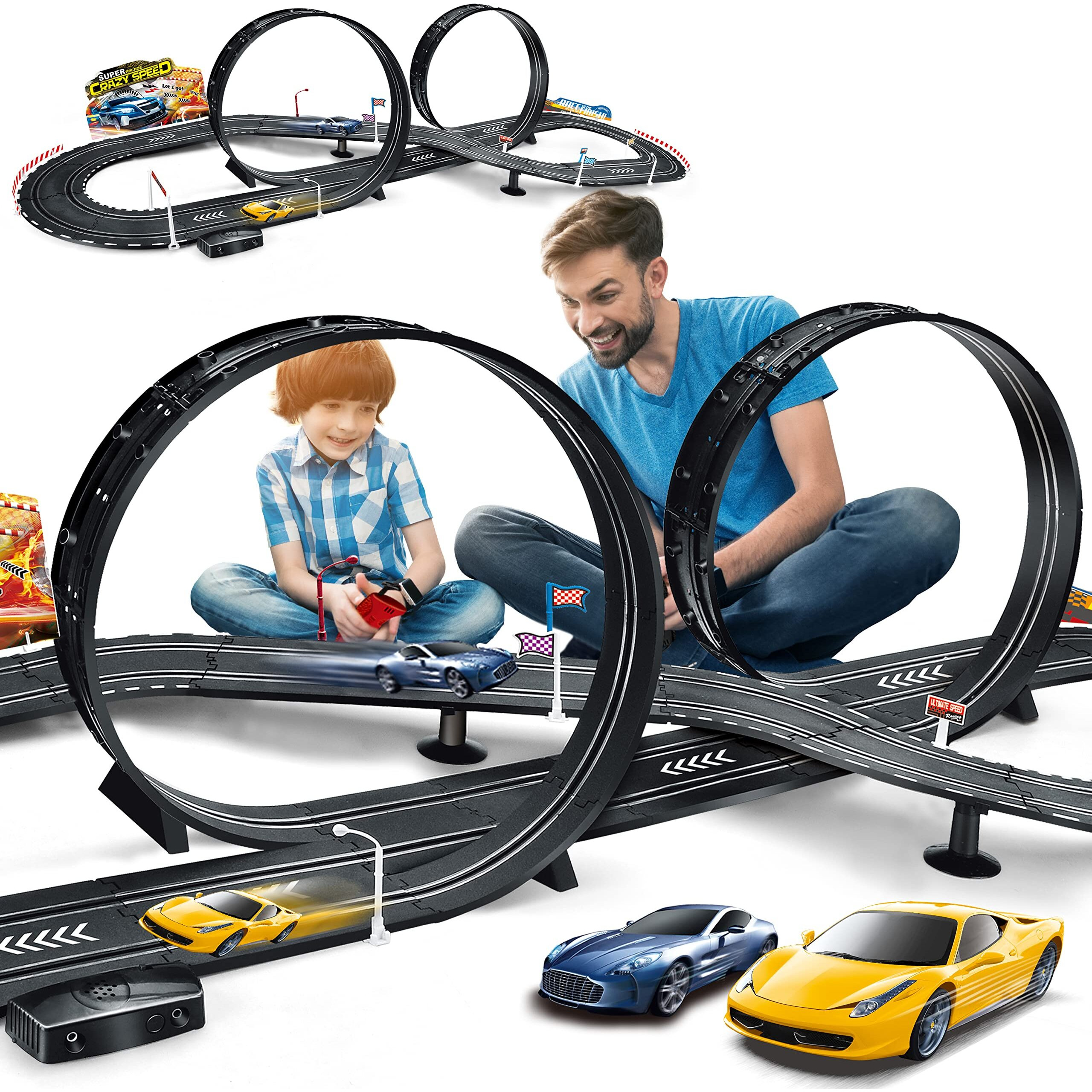 Kids Toy-Electric Powered Slot Car Race Track Set Boys Toys For 6 7 8-12 Years Old Boy Girl Best Gifts