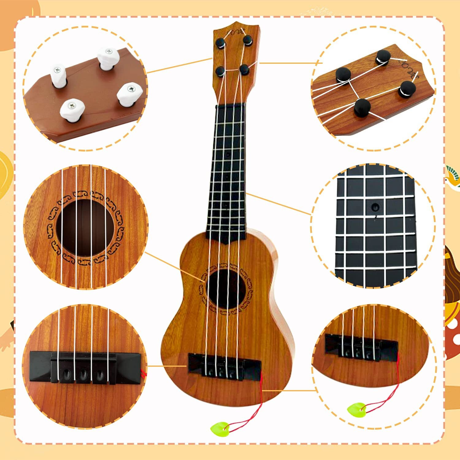 Kids Toy Ukulele Guitar,Classical 17Inch 4 String Mini Children Guitar With Pick,Educational Musical Instrument Toy For Toddlers And Preschoolers