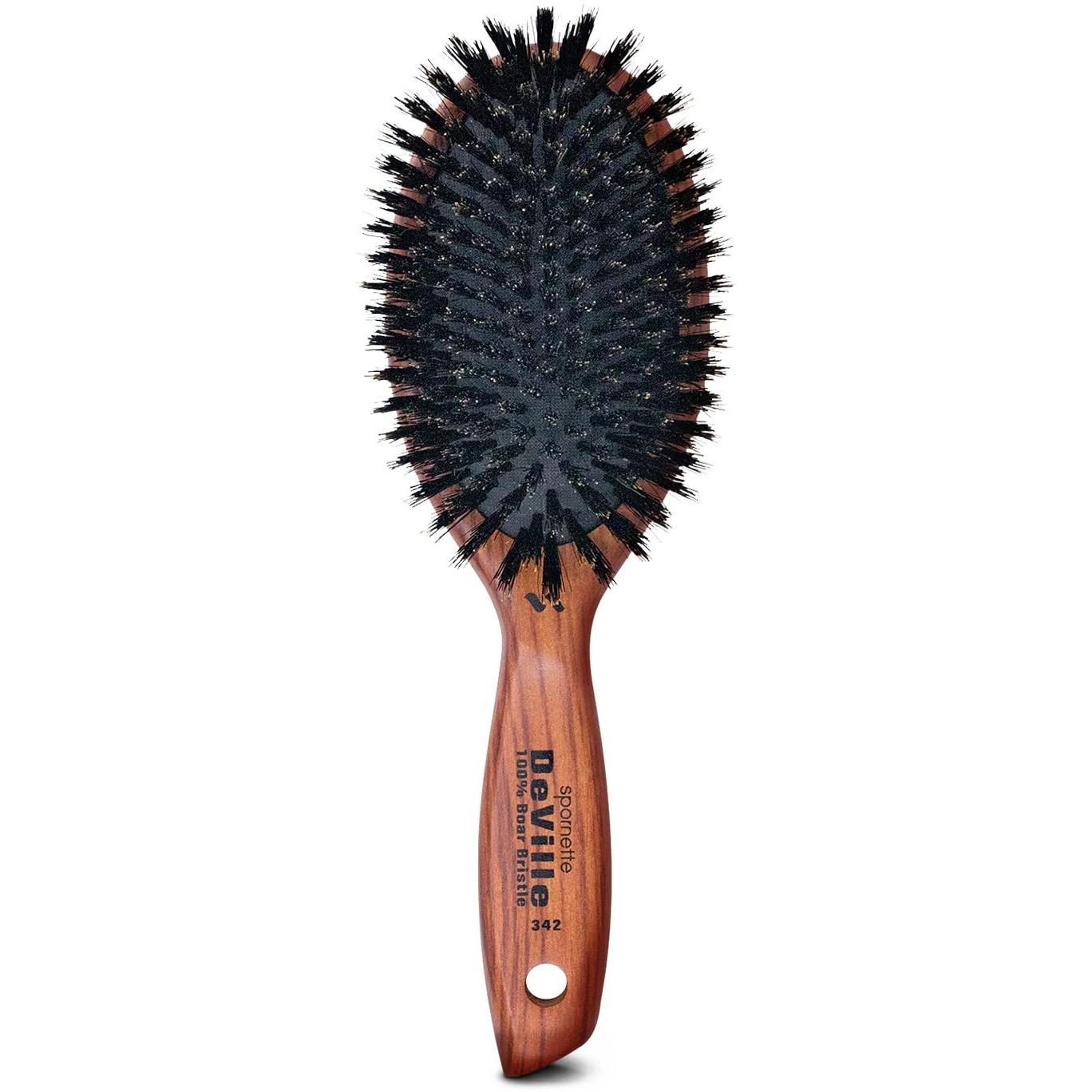 Spornette Deville Cushion Oval Paddle Brush, Boar Bristle Hair Brush With Wooden Handle - For Straightening, Smoothing, Detangling, Styling & Brush Outs For Women, Men & Kids - All Hair Types