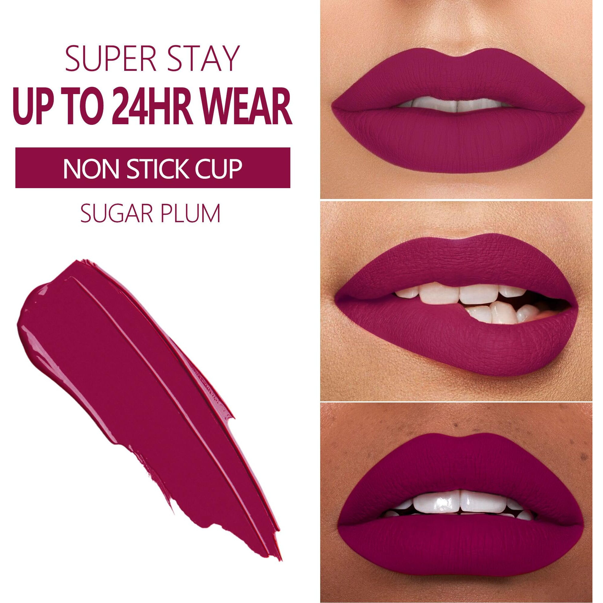 Maki Yika Purple Lipstick For Women Color Stay Long Lasting Lipsticks, No Smudge Plum Matte Liquid Lipstick Transferproof Cruelty-Free Lip Color |Sugar Plum