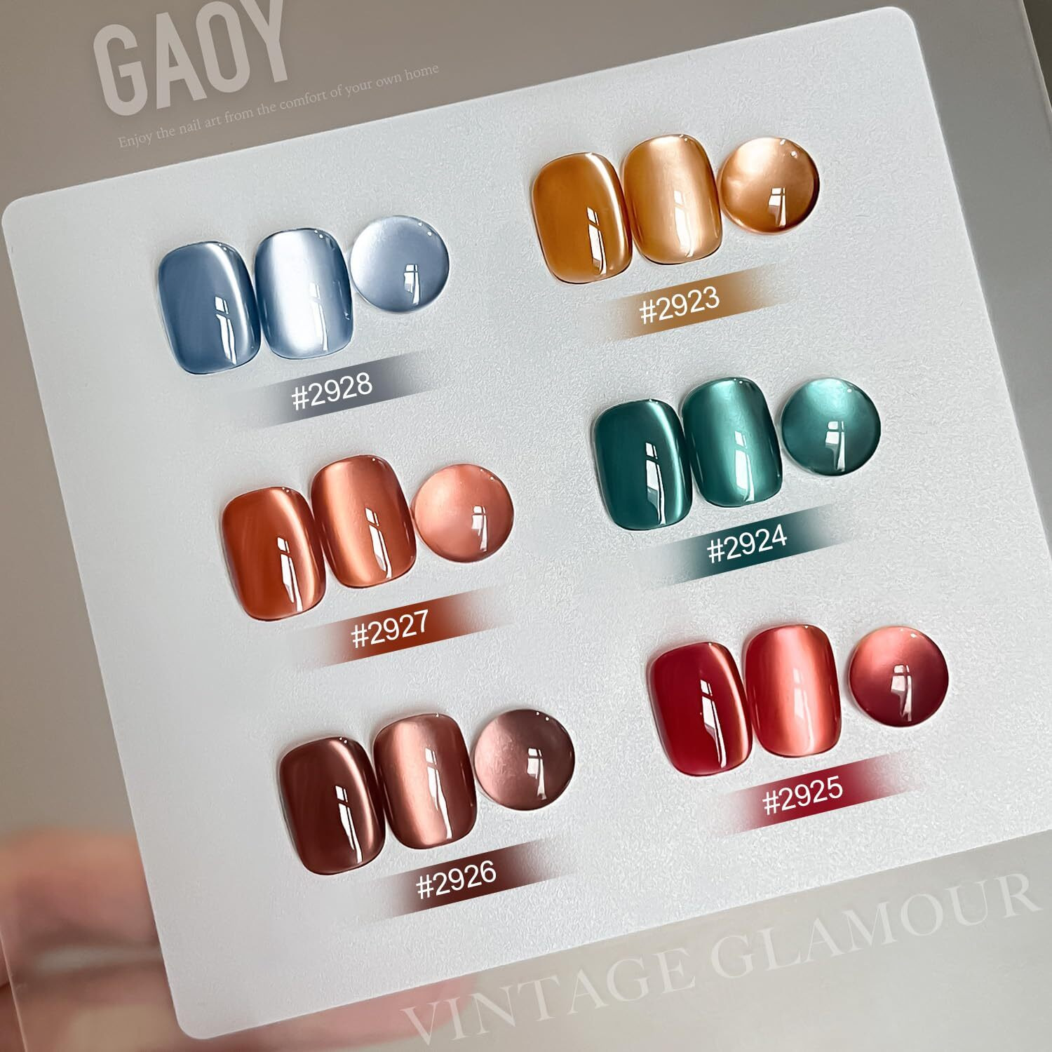 Gaoy Silk Glitter Cat Eye Gel Polish Set With Magnet For Christmas Nails, 6 Colors Includingjelly Red Green Brown Yellow Uv Led Soak Off Nail Polish Home Diy Manicure Nail Salon Varnish