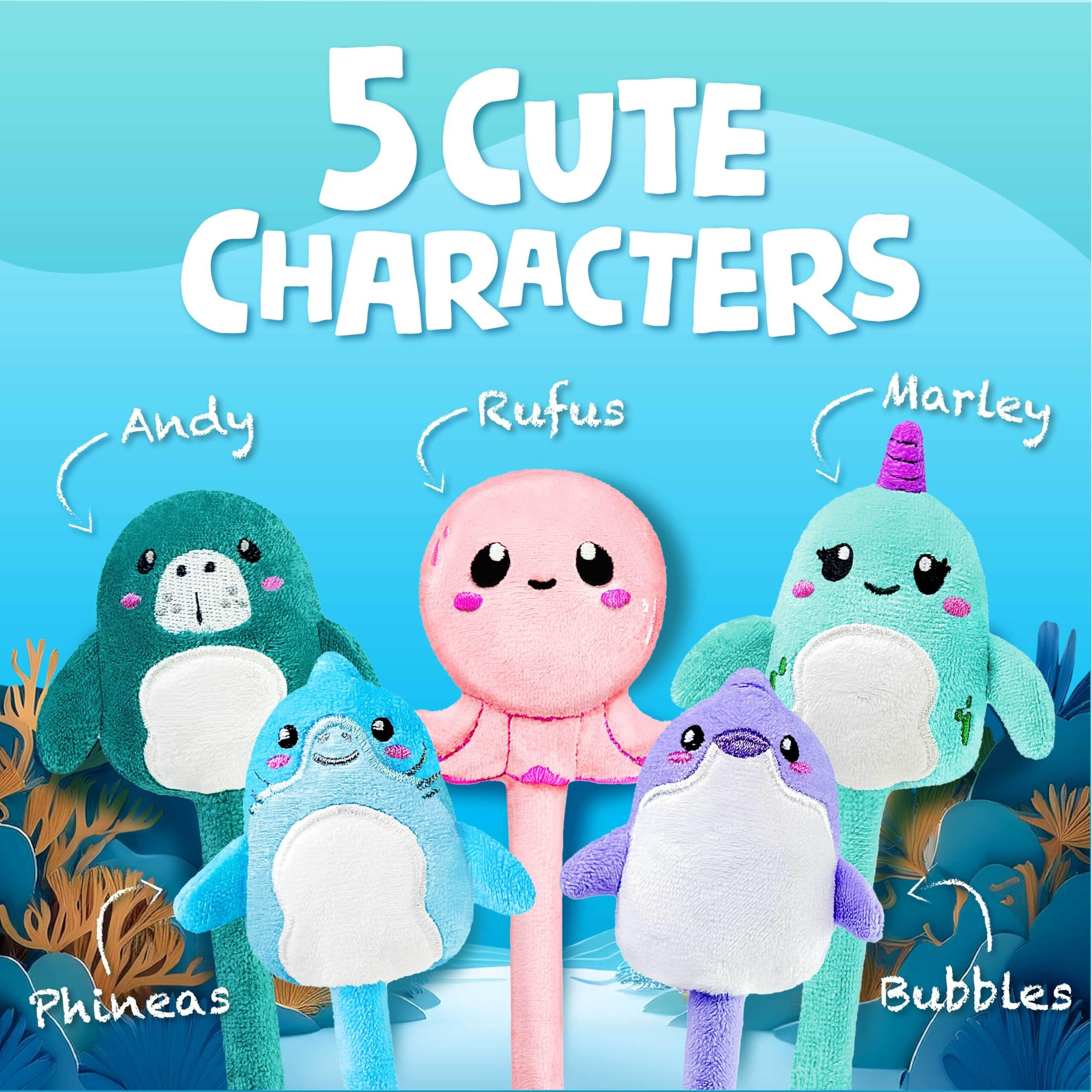Bunmo Stocking Stuffers For Girls - Plush Pens 5 Pack - 10 Scented & Glittery Refills - Stocking Stuffers For Kids Teens Tweens - Fun Pens For Kids - Stuffed Animals For Girls Kawaii Stationery