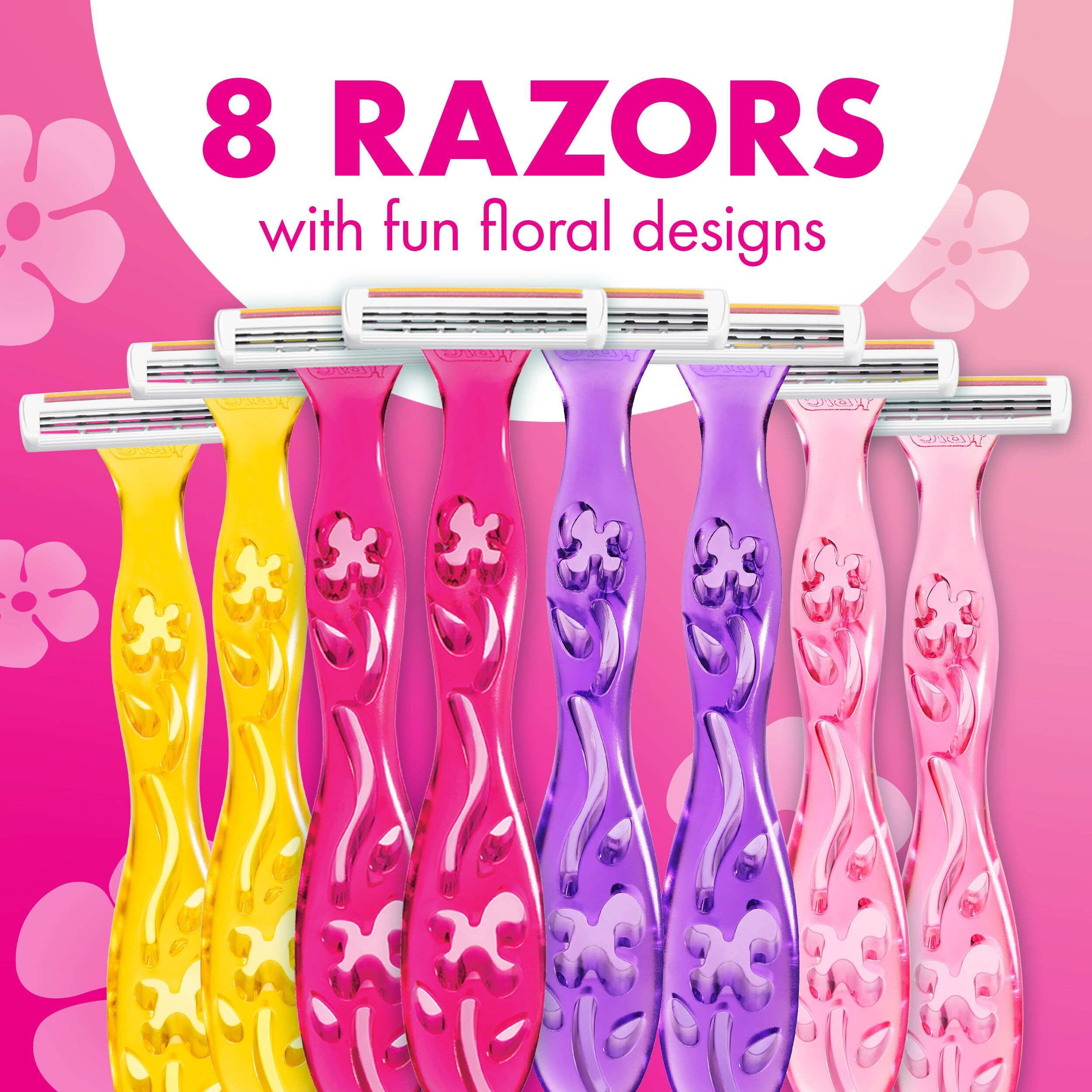 Bic Soleil Simply Smooth Women's Disposable Razors, 3 Blades With Moisture Strip For A Silky Smooth Shave, 8 Piece Razor Gift Set