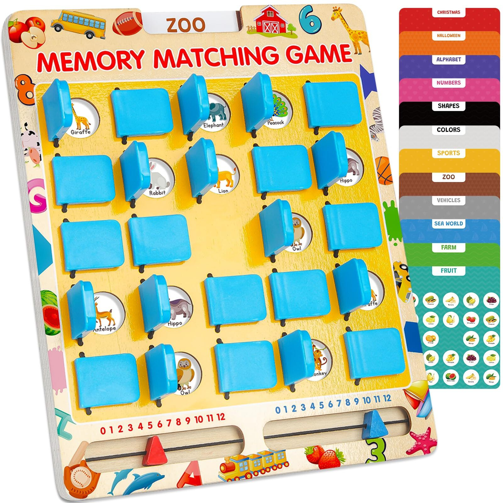 Matching Memory Game For Kids Age 3 4 5 6 7 8 Year Old, Travel Toy For Boys Girls, Wooden Board Game, Road Trip Essentials For Toddler, Airplane/Car/Camping Activity, Ideal Christmas, Birthday Gifts