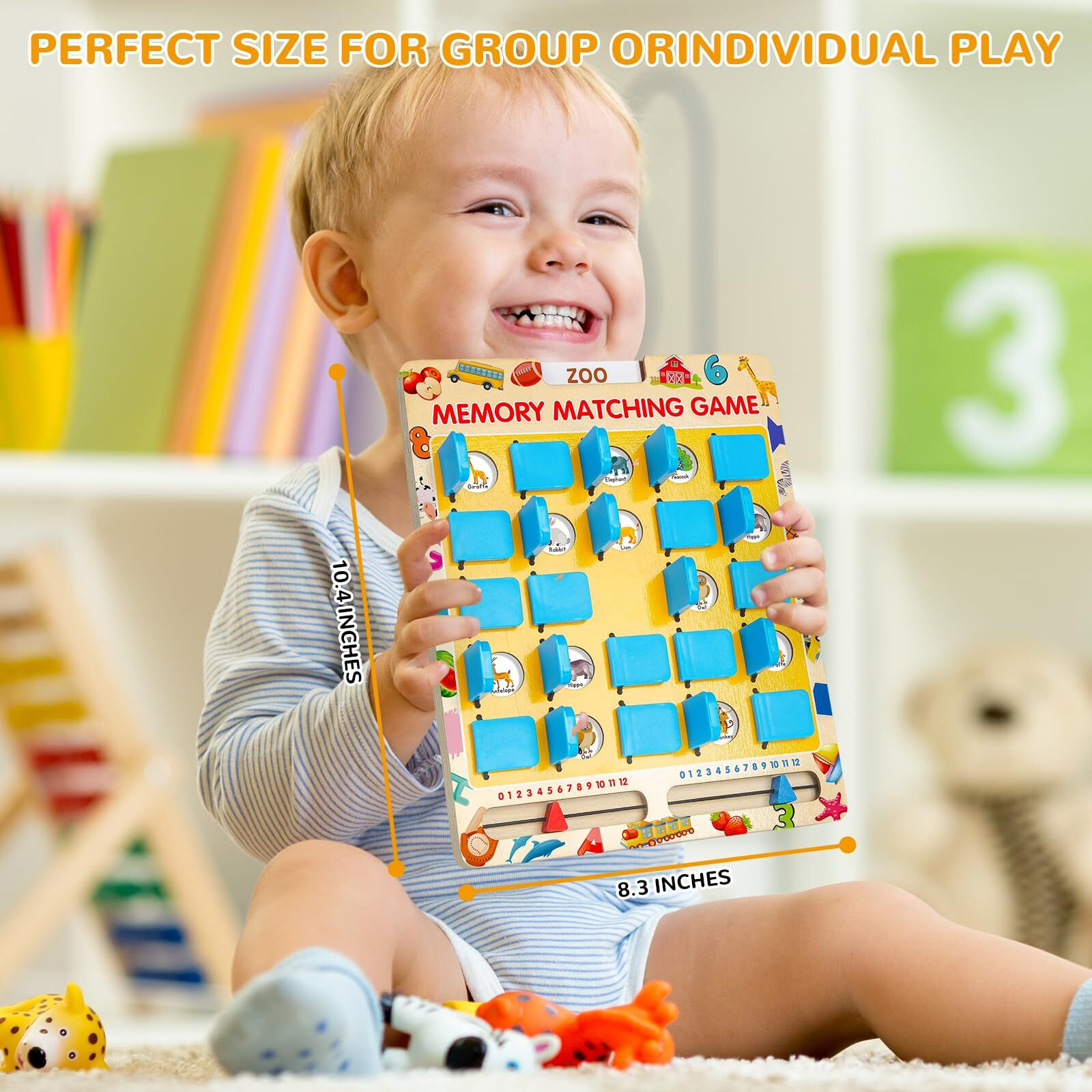 Matching Memory Game For Kids Age 3 4 5 6 7 8 Year Old, Travel Toy For Boys Girls, Wooden Board Game, Road Trip Essentials For Toddler, Airplane/Car/Camping Activity, Ideal Christmas, Birthday Gifts