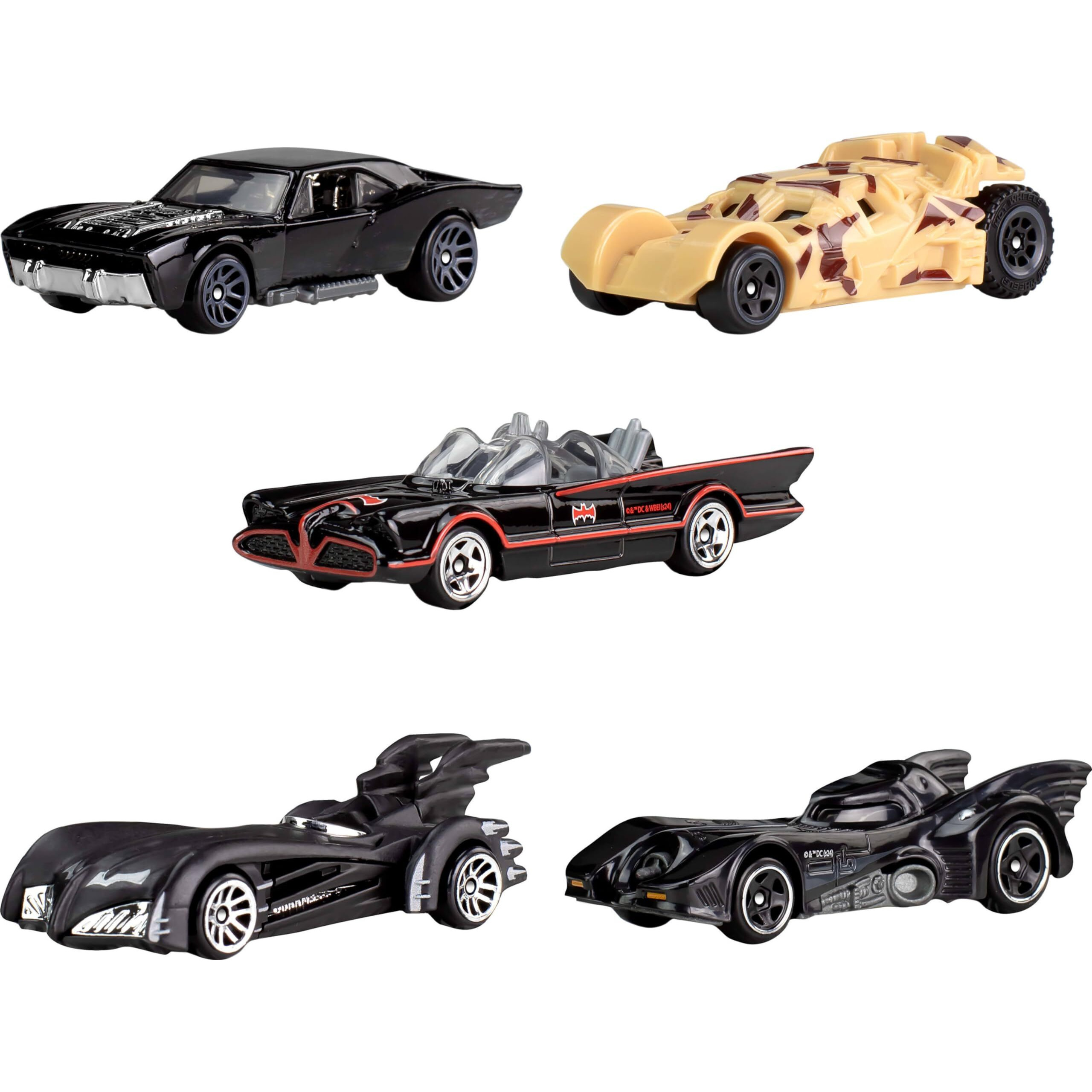 Hot Wheels 164 Scale Die-Cast Toy Cars, Set Of 5 Batman 85Th Anniversary Vehicles With 5 Different Batmobile Replicas In Commemorative Packaging