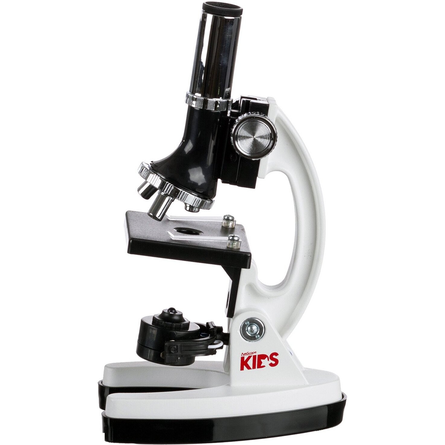 Amscope M30 Series 52-Piece Stem Microscope Kit For Kids - Monocular, Portable Compound Microscope For Kids - Includes The World Of The Microscope, Petri Dish, Slides & More - White