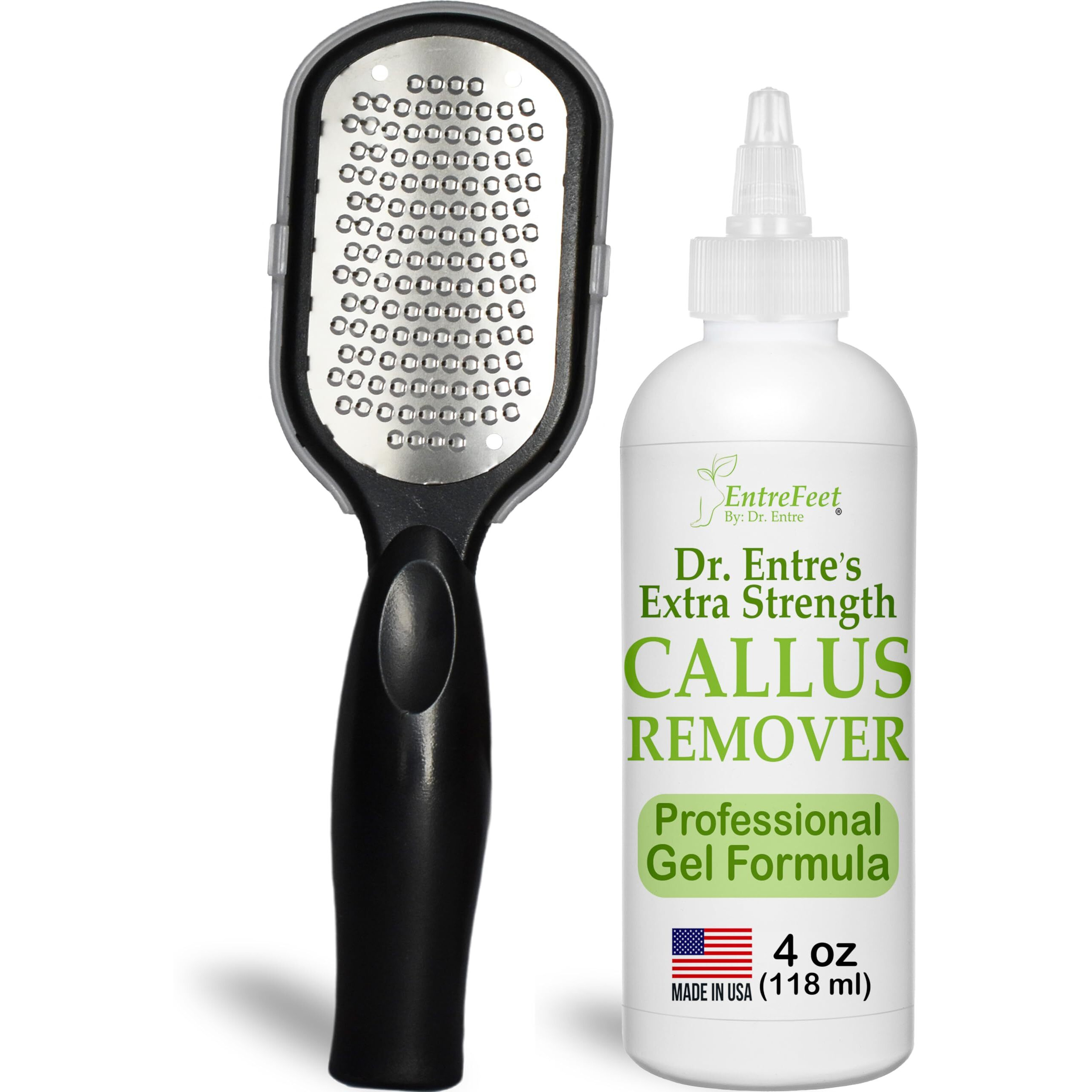 Dr. Entre's Callus Remover Gel & Foot File Extra Strength Callus Remover For Feet, Foot Callus Remover Care, Pedicure Tools Supplies, Spa Kit, Dead Skin Scrubber, 4 Oz