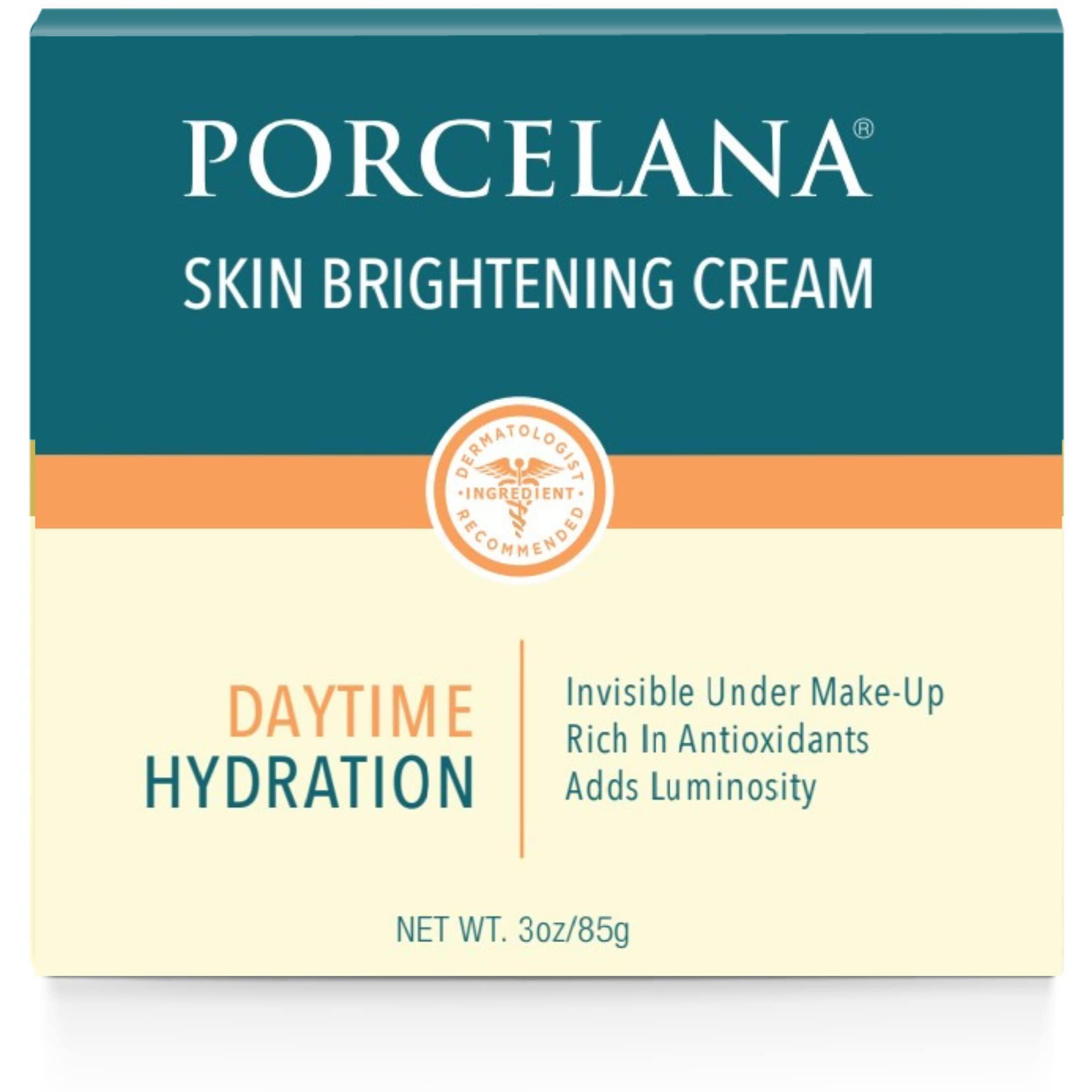 Porcelana Daytime Hydration Cream For Face & Body [Updated Formula] - Fades Dark Spots & Evens Skin Tone - For Sun & Age Spots, Acne Scarring, Melasma & Discoloration - Antioxidant Moisturizer (3 Oz)