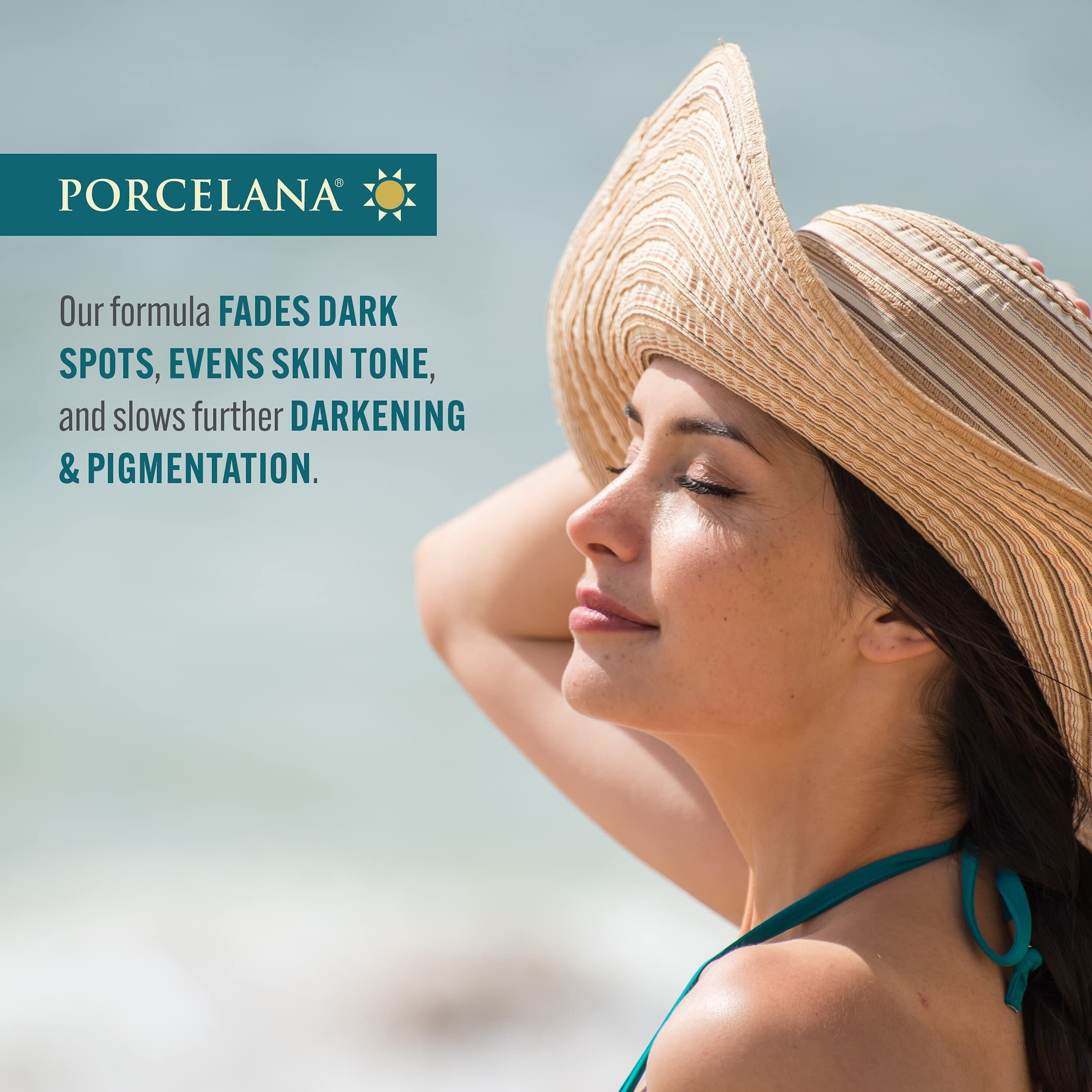 Porcelana Daytime Hydration Cream For Face & Body [Updated Formula] - Fades Dark Spots & Evens Skin Tone - For Sun & Age Spots, Acne Scarring, Melasma & Discoloration - Antioxidant Moisturizer (3 Oz)