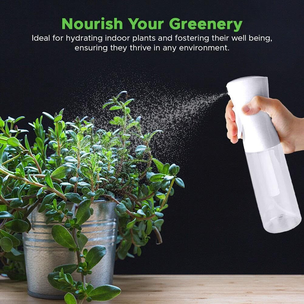 Vigor Path Continuous Water Mister Spray Bottle For Hair - Continuous Spray Nano Fine Mist Sprayer - Empty Spray Bottle - Reusable Beauty Spray Bottle - Cleaning, Hairstyling & Plants (Clear - 10Oz)