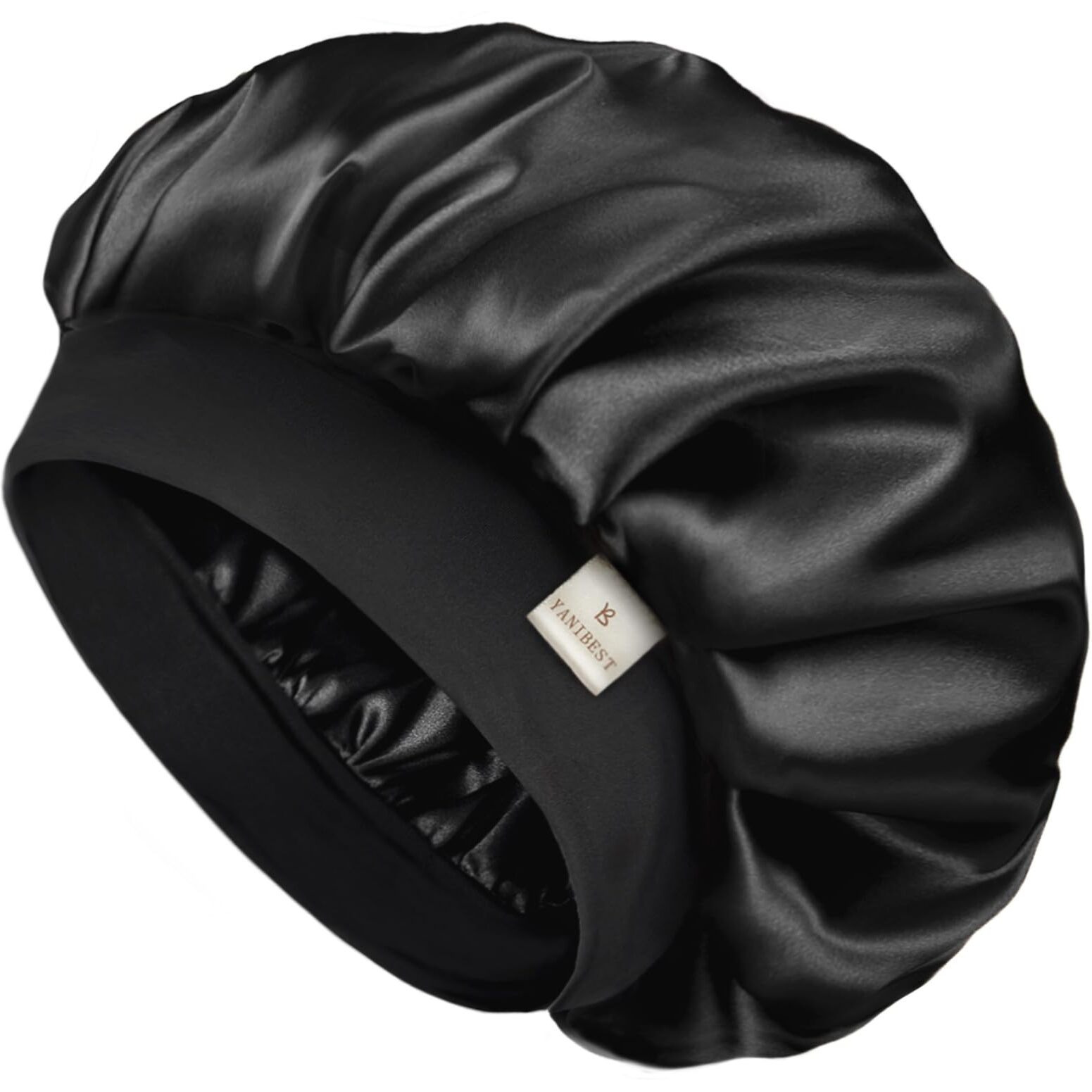 Yanibest Bonnet For Men Hair Bonnet For Sleeping Double Layer Satin Bonnets For Black Women Curly Hair Braids,Black