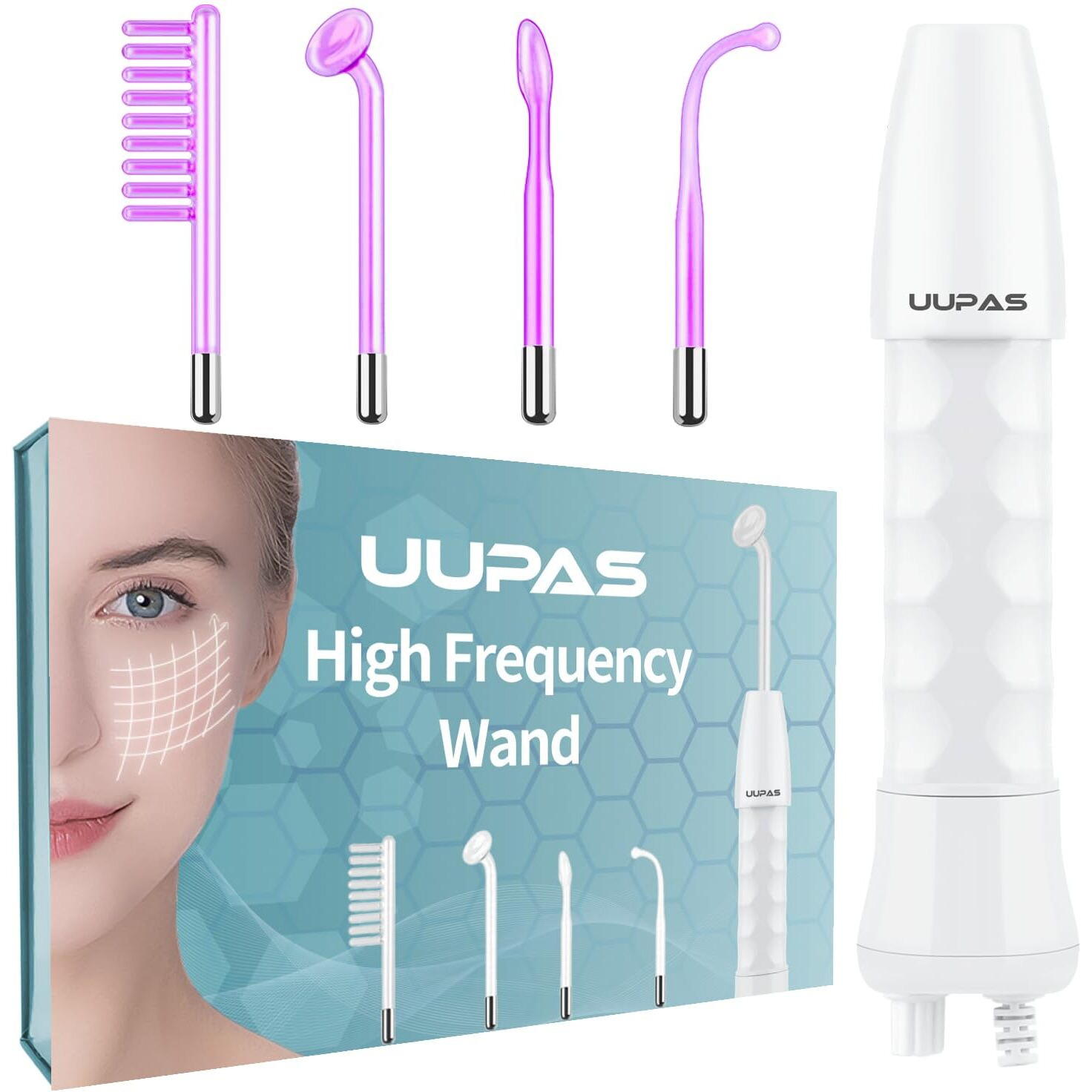 High Frequency Facial Wand-Uupas Portable Handheld High Frequency Facial Machine Skin Facial Wand With 4 Violet Tubes