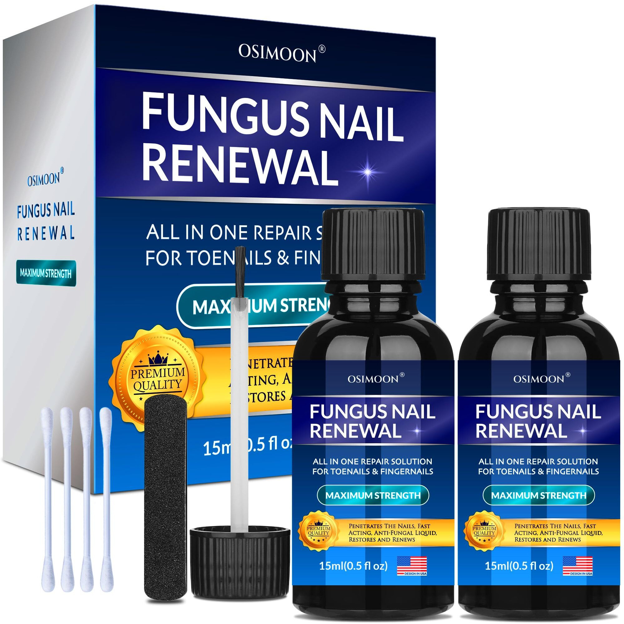 Osimoon Toenail Fungus Treatment Extra Strength, Fungus Treatment For Toenails And Fingernails With Natural Oils, Toe Nail Fungus Treatment For Men And Women 2Pcs., Blue