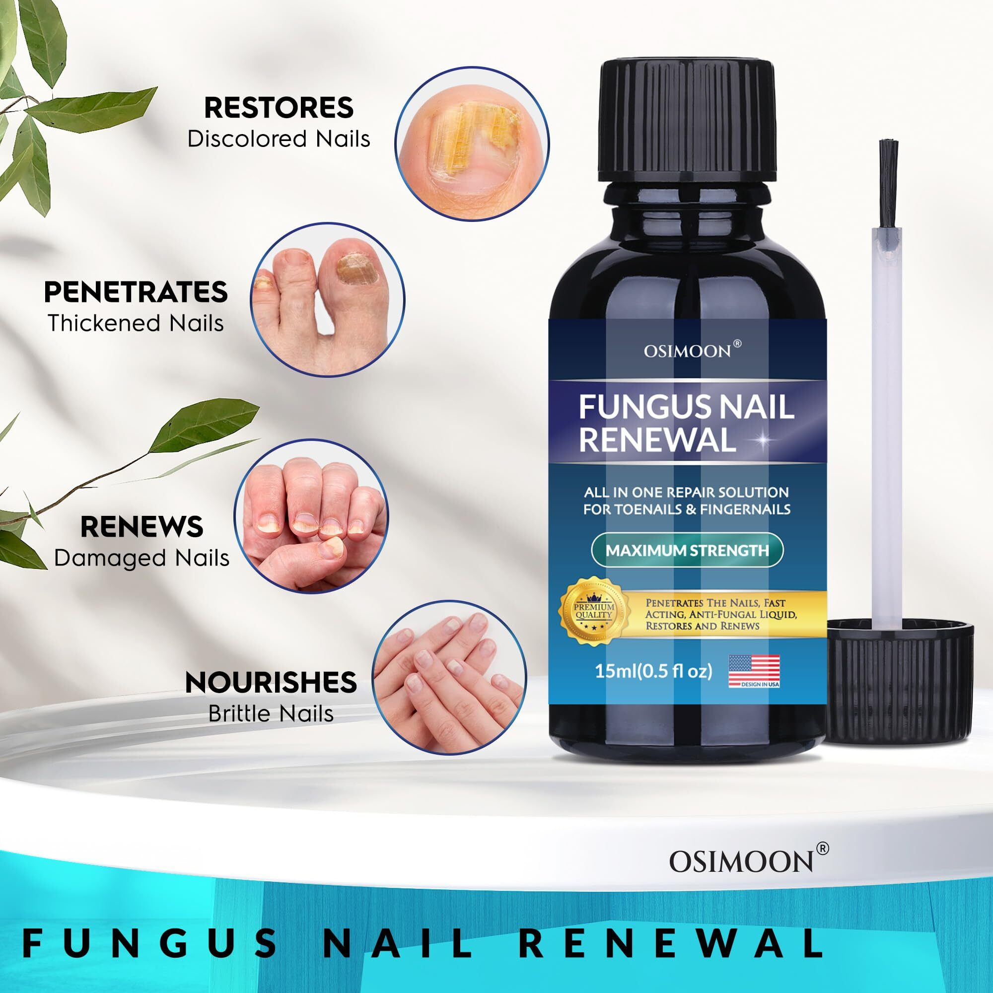 Osimoon Toenail Fungus Treatment Extra Strength, Fungus Treatment For Toenails And Fingernails With Natural Oils, Toe Nail Fungus Treatment For Men And Women 2Pcs., Blue
