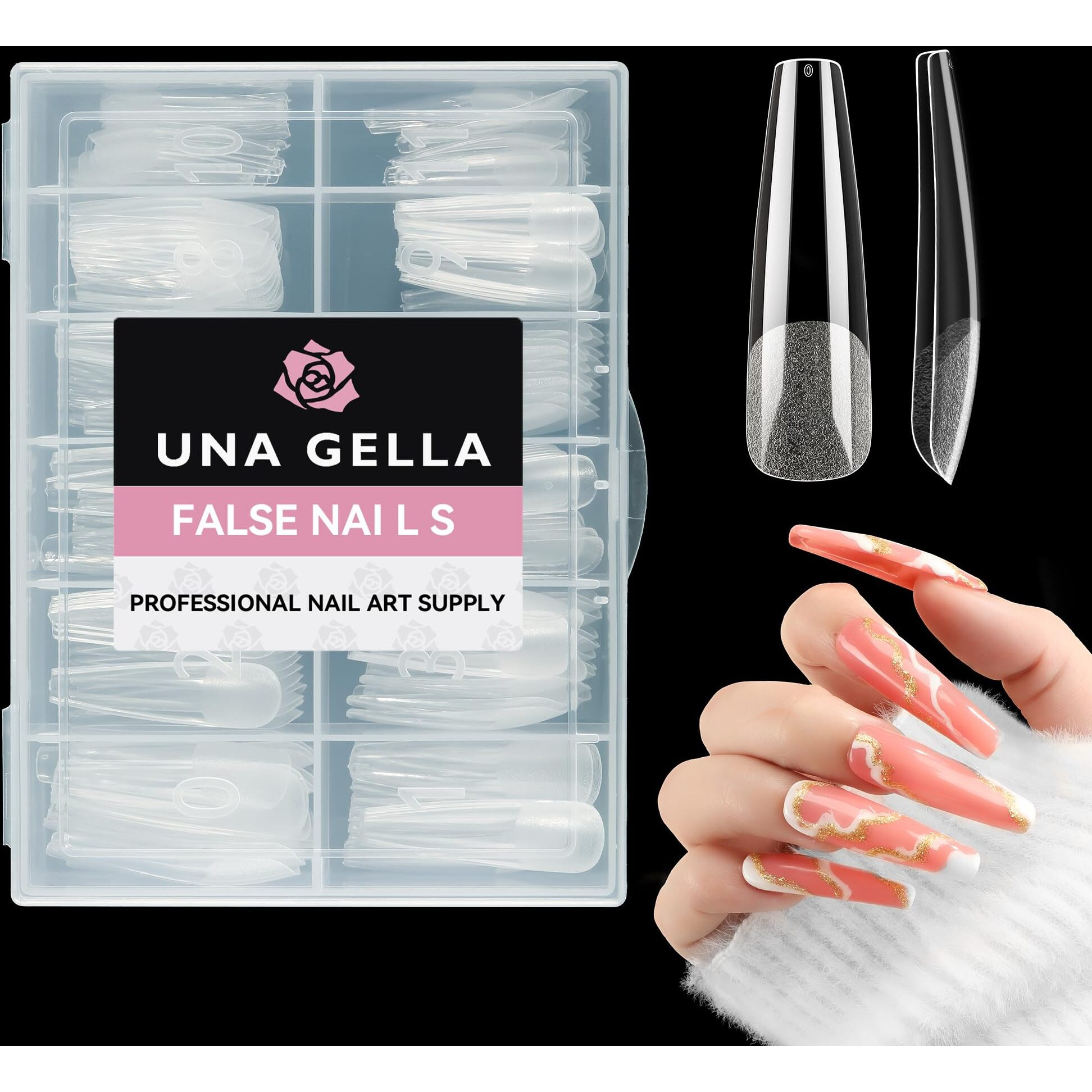 Una Gella Extra Long Coffin Nail Tips Xxl Soft Gel Nail Tips Coffin 120Pcs Pre-Shape Press On Nails No C Curve Full Cover Ballerina Nail Tip Clear Fake Nail For Acrylic Nail Soak Off Diy Salon 12Sizes