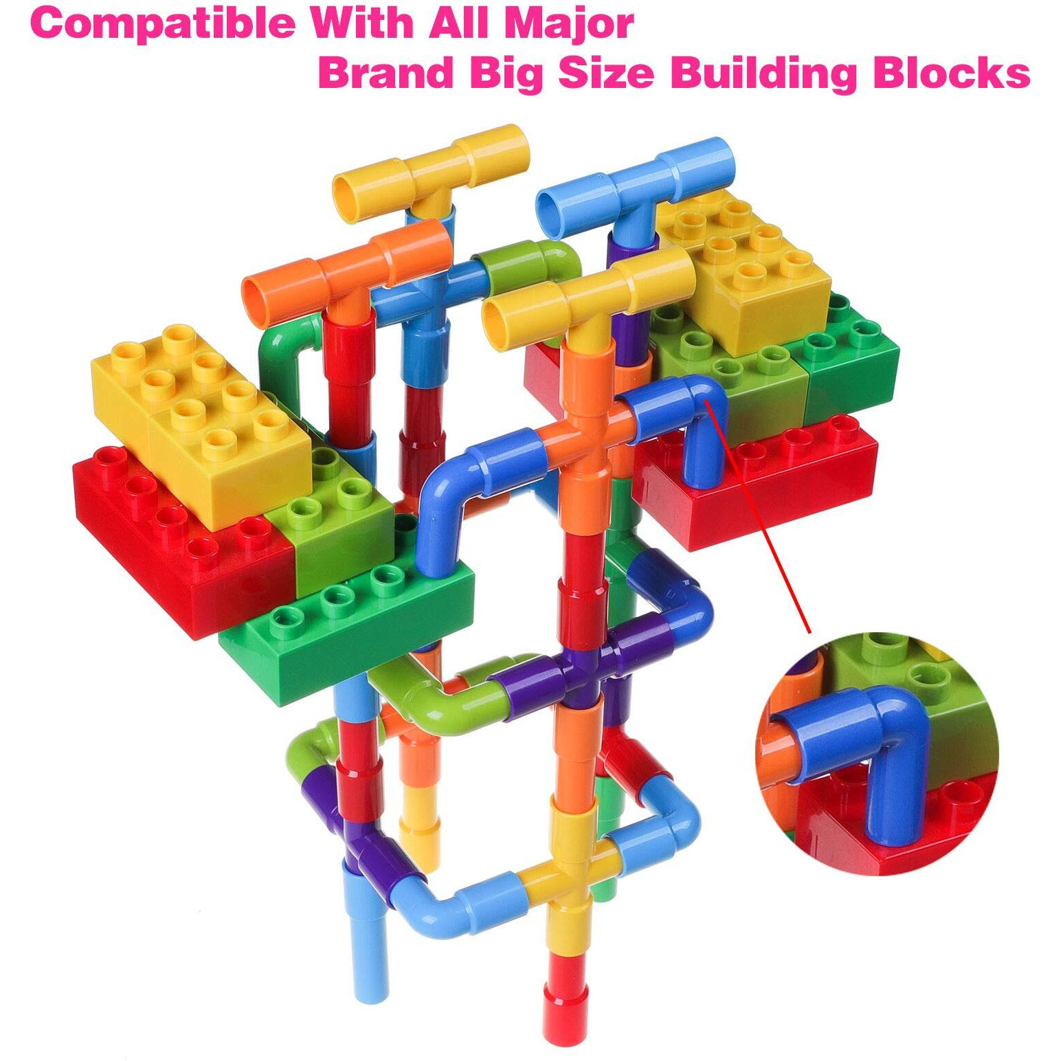 Burgkidz 426 Pieces Toy Pipe, Creative Stem Tube Locks Construction With Wheels And Mini Baseplate, Interlocking Educational Sensory Kit, Preschool Learning Toys For Boy And Girls Ages 3+