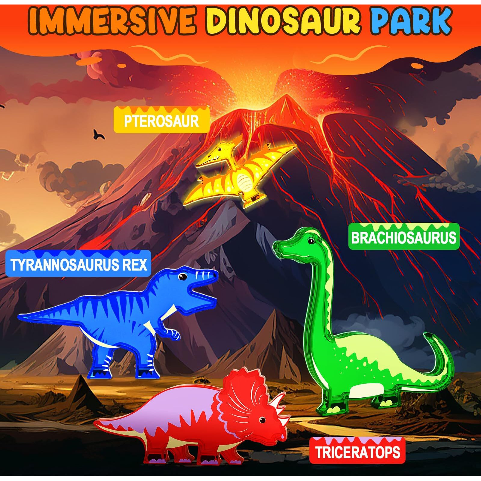 Dinosaur Toys Magnetic Tiles - Magnet Building Blocks For Toddler Kids Toys Stem Sensory Outdoor Toys For 3+ Year Old Boys And Girls, Dinosaur World Creative Games Kids Toys