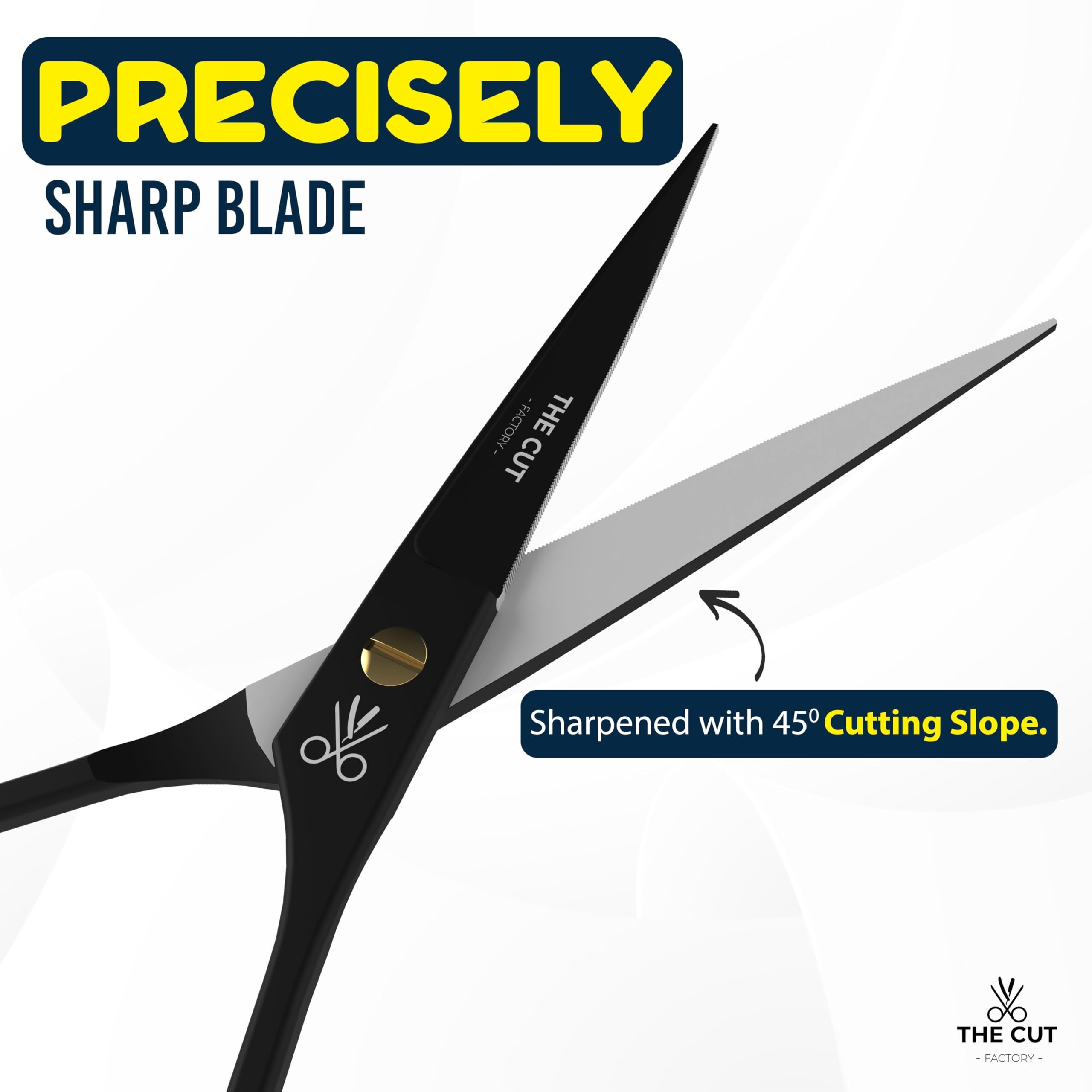 The Cut Factory- Hair Scissors And Barber Scissors Professional- 6 Inches Finest Stainless Steel Hair Cutting Scissors With Smooth Razor Edge Blades -Use For Salon & Personal Use